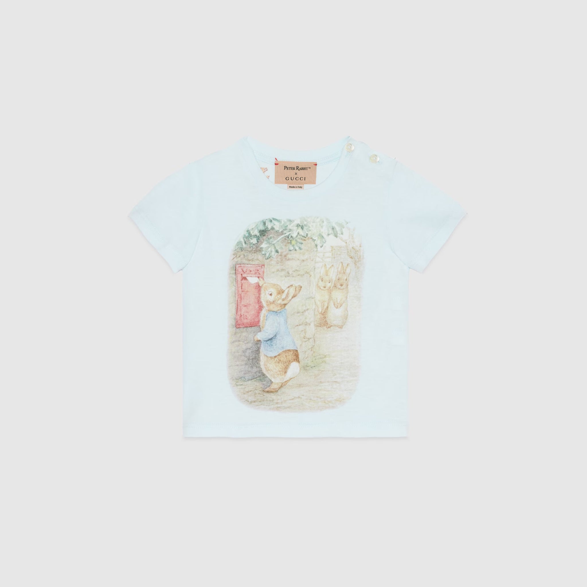 Gucci Baby Peter Rabbit Cotton Short Sleeve T-Shirt (Light Blue)