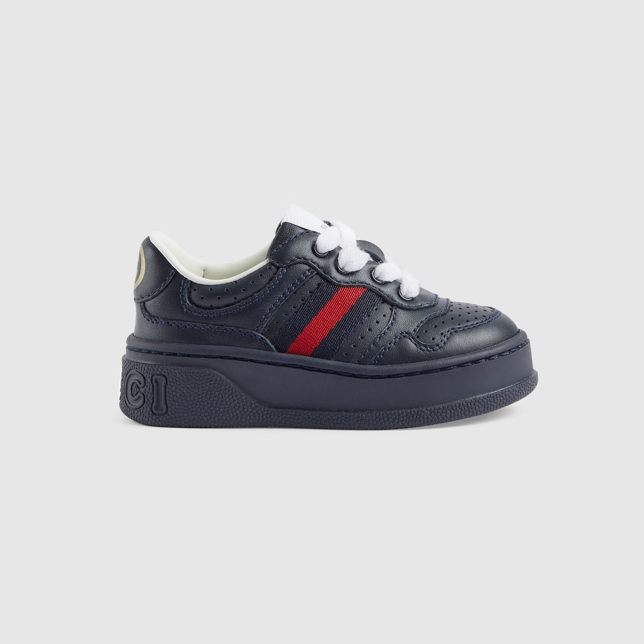 Gucci Toddler WEB Leather Trainer Shoes (2 Colors)