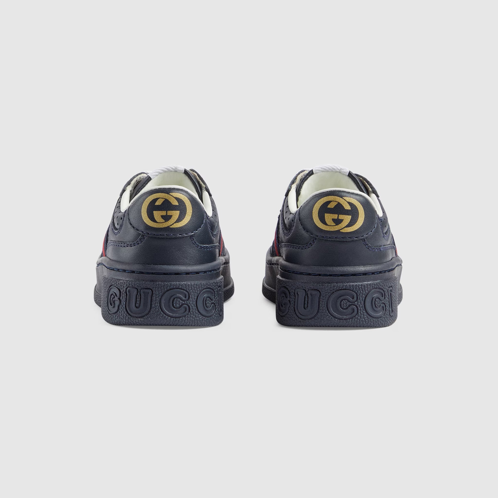 Gucci Toddler WEB Leather Trainer Shoes (2 Colors)