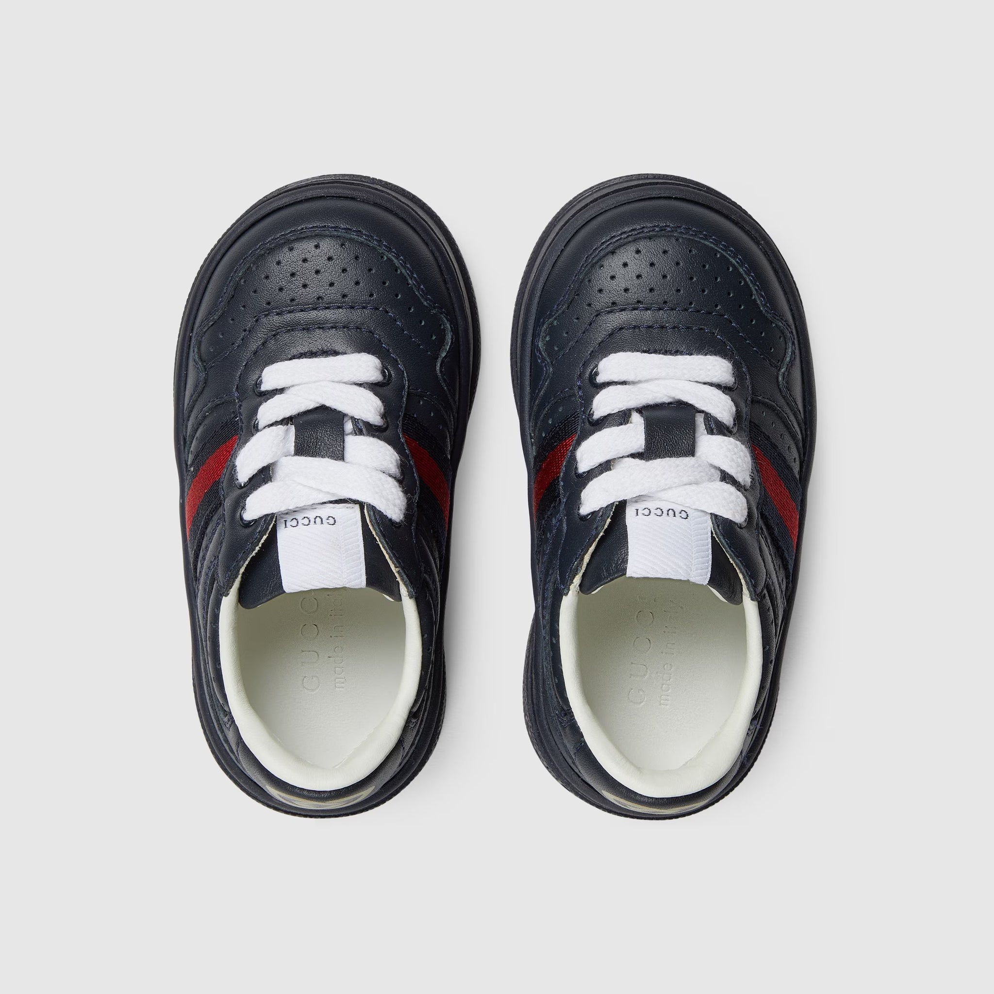 Gucci Toddler WEB Leather Trainer Shoes (2 Colors)