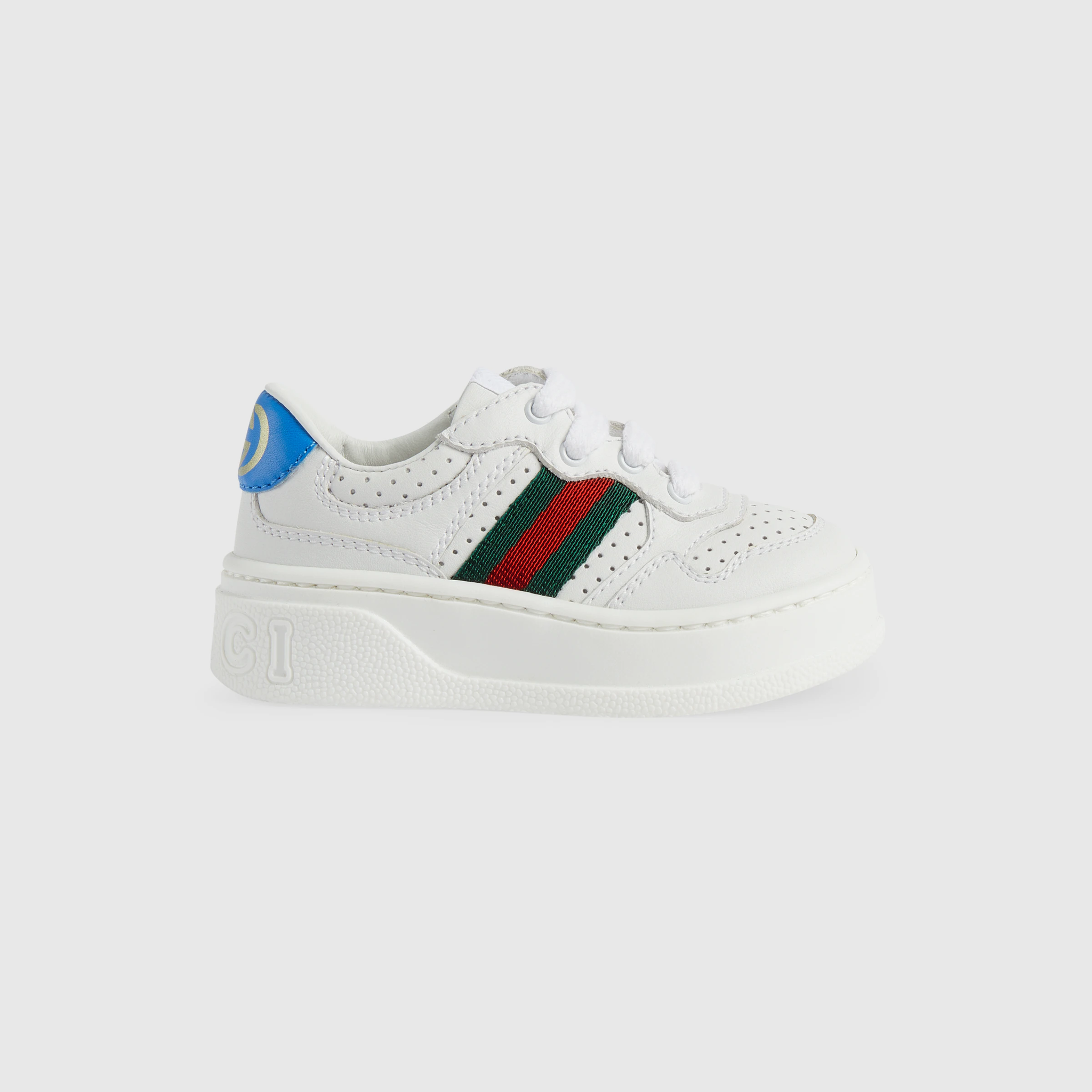 Gucci Toddler WEB Leather Trainer Shoes (2 Colors)