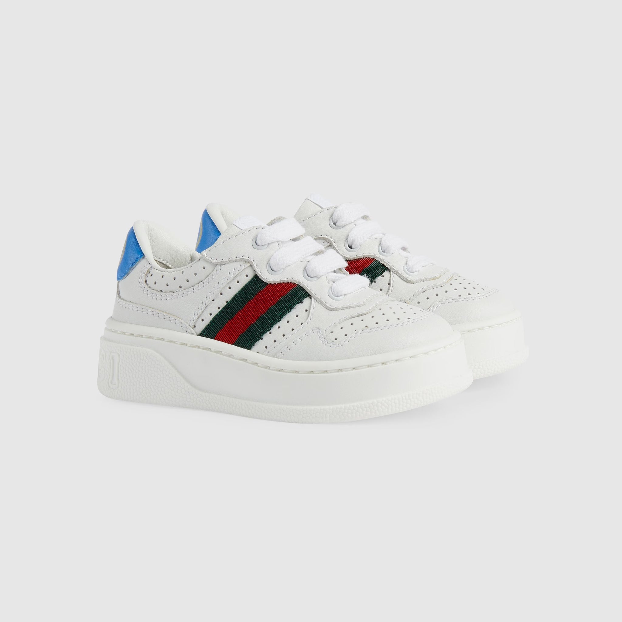 Gucci Toddler WEB Leather Trainer Shoes (2 Colors)