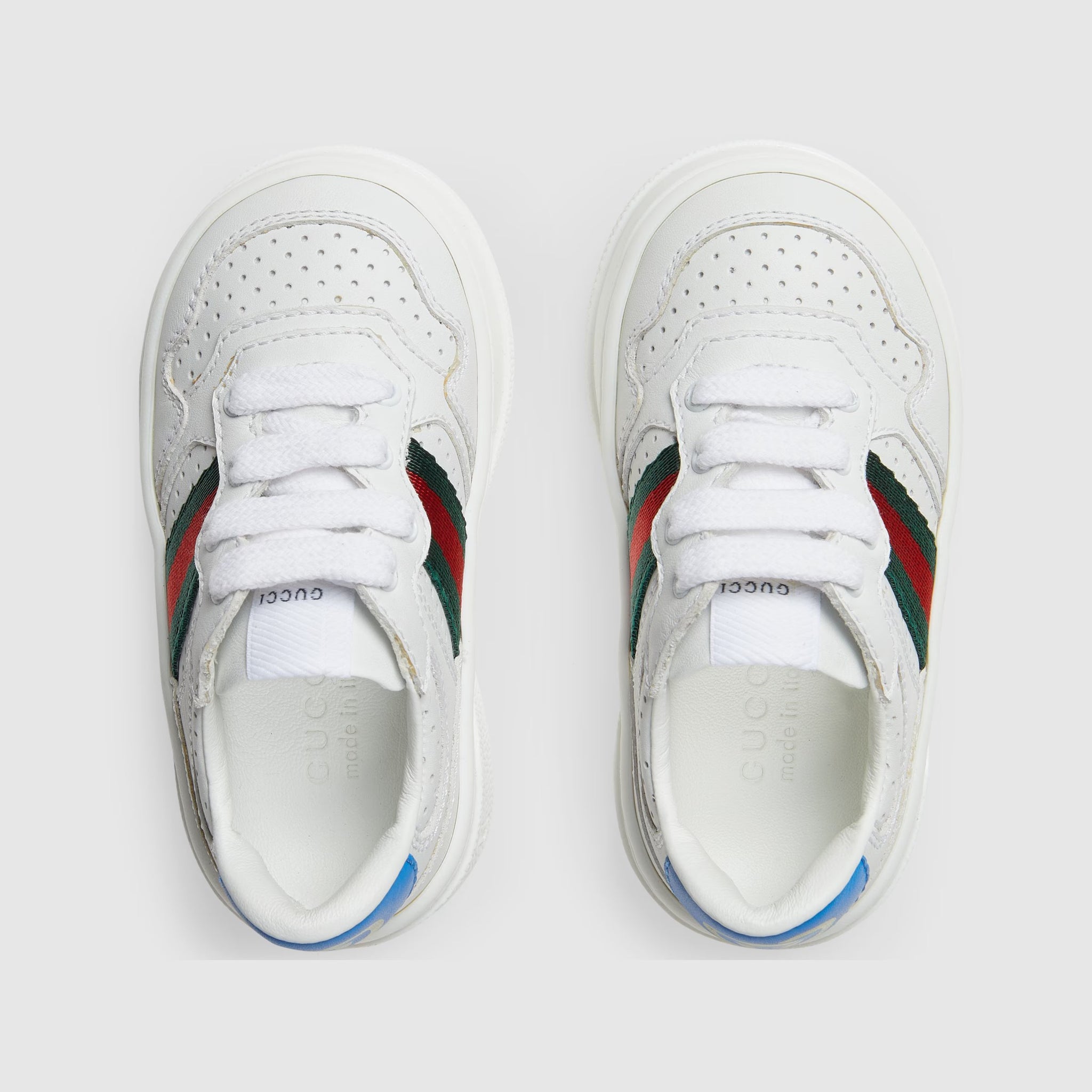 Gucci Toddler WEB Leather Trainer Shoes (2 Colors)