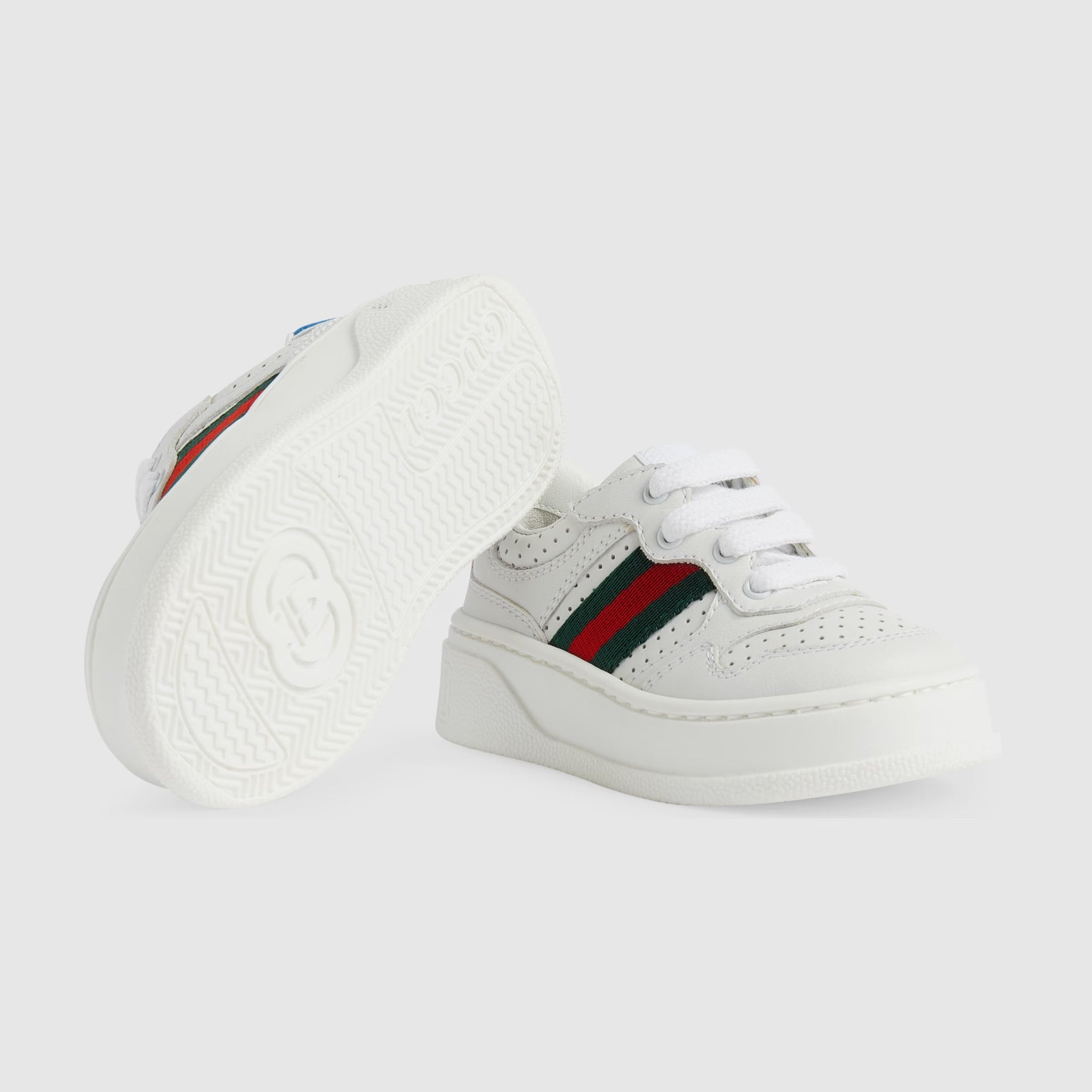 Gucci Toddler WEB Leather Trainer Shoes (2 Colors)