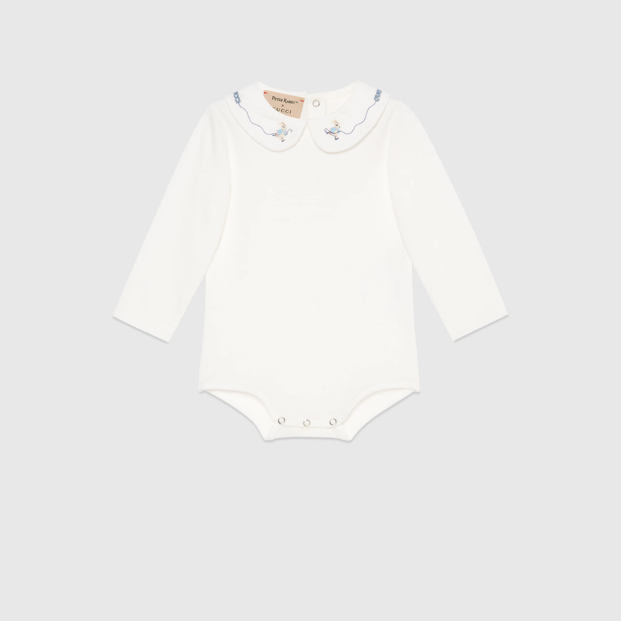 Gucci Baby Peter Rabbit Cotton Jersey Bodysuit (White)