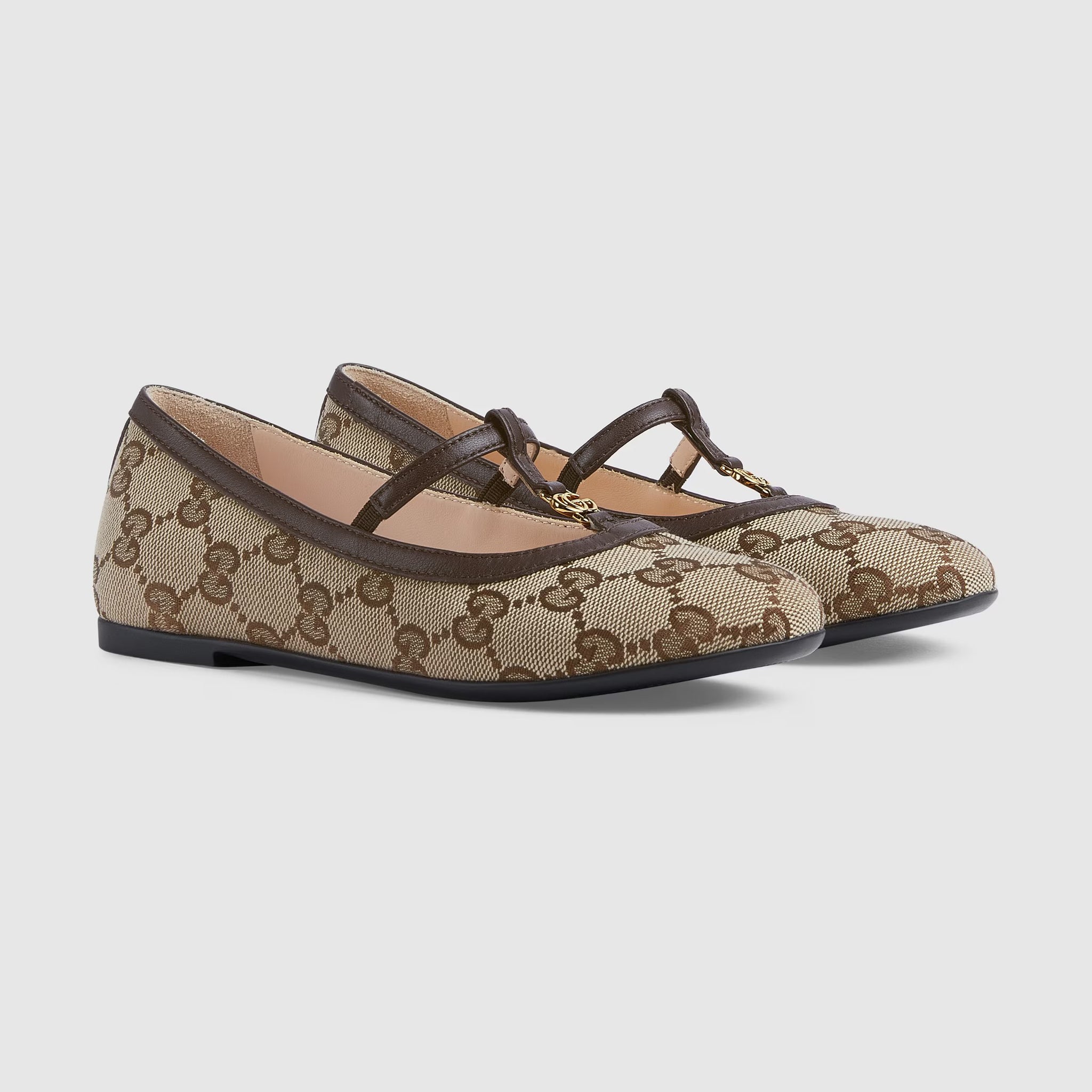 Gucci Kids GG Ballerina Flat Shoes (Beige)