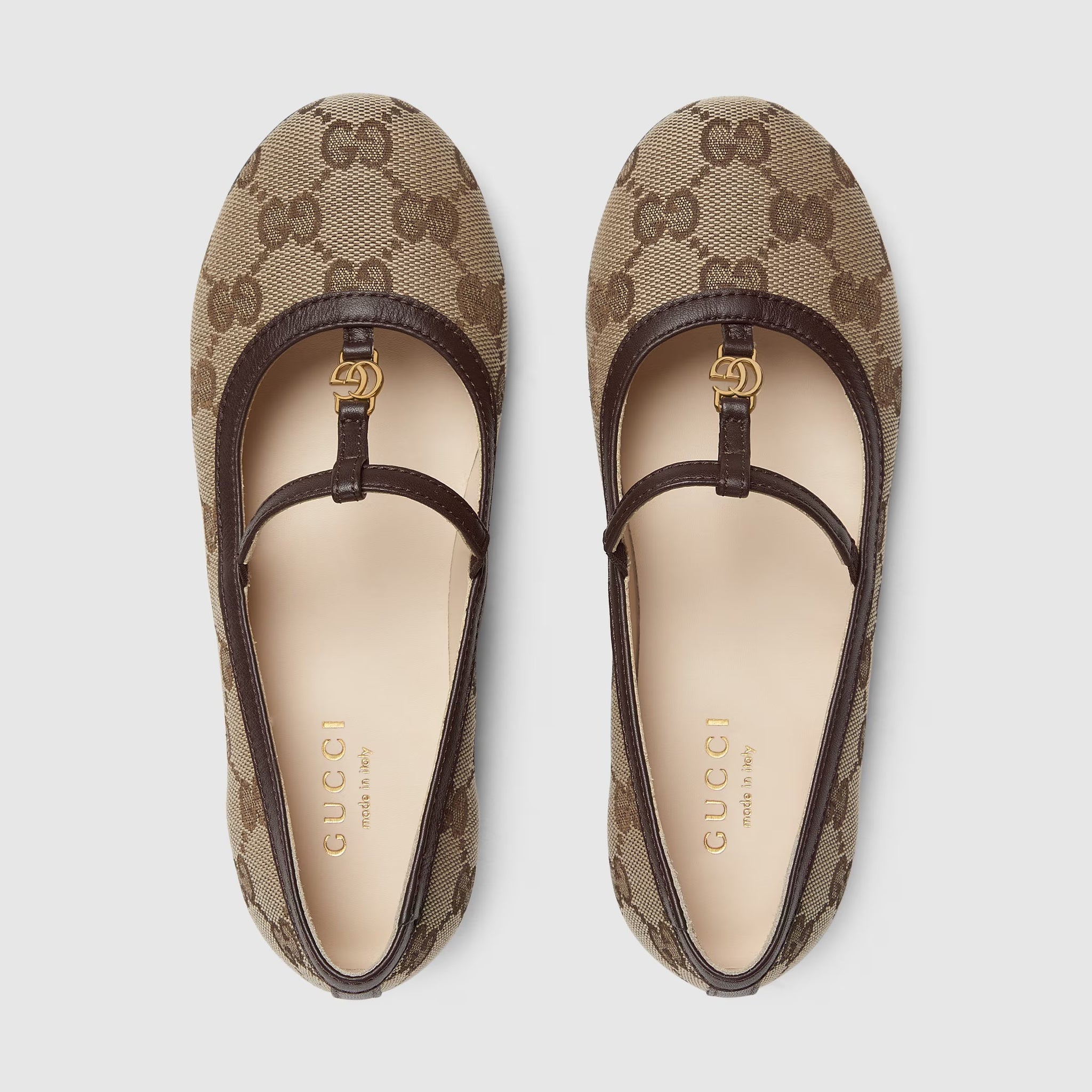 Gucci Kids GG Ballerina Flat Shoes (Beige)