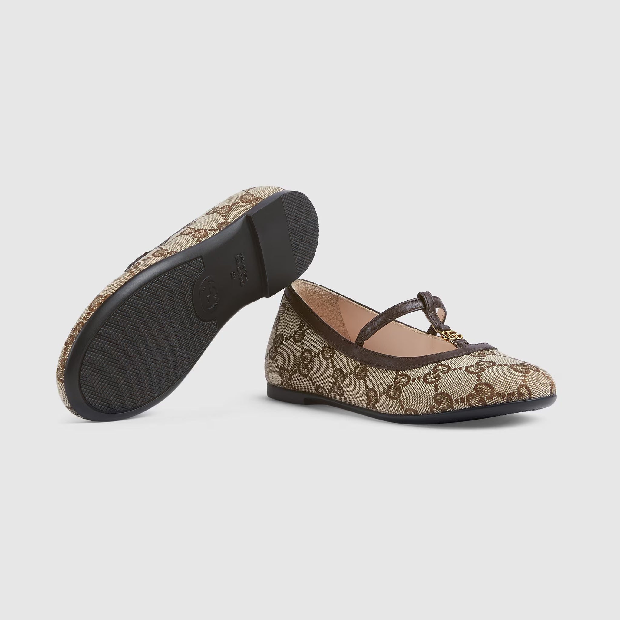 Gucci Kids GG Ballerina Flat Shoes (Beige)