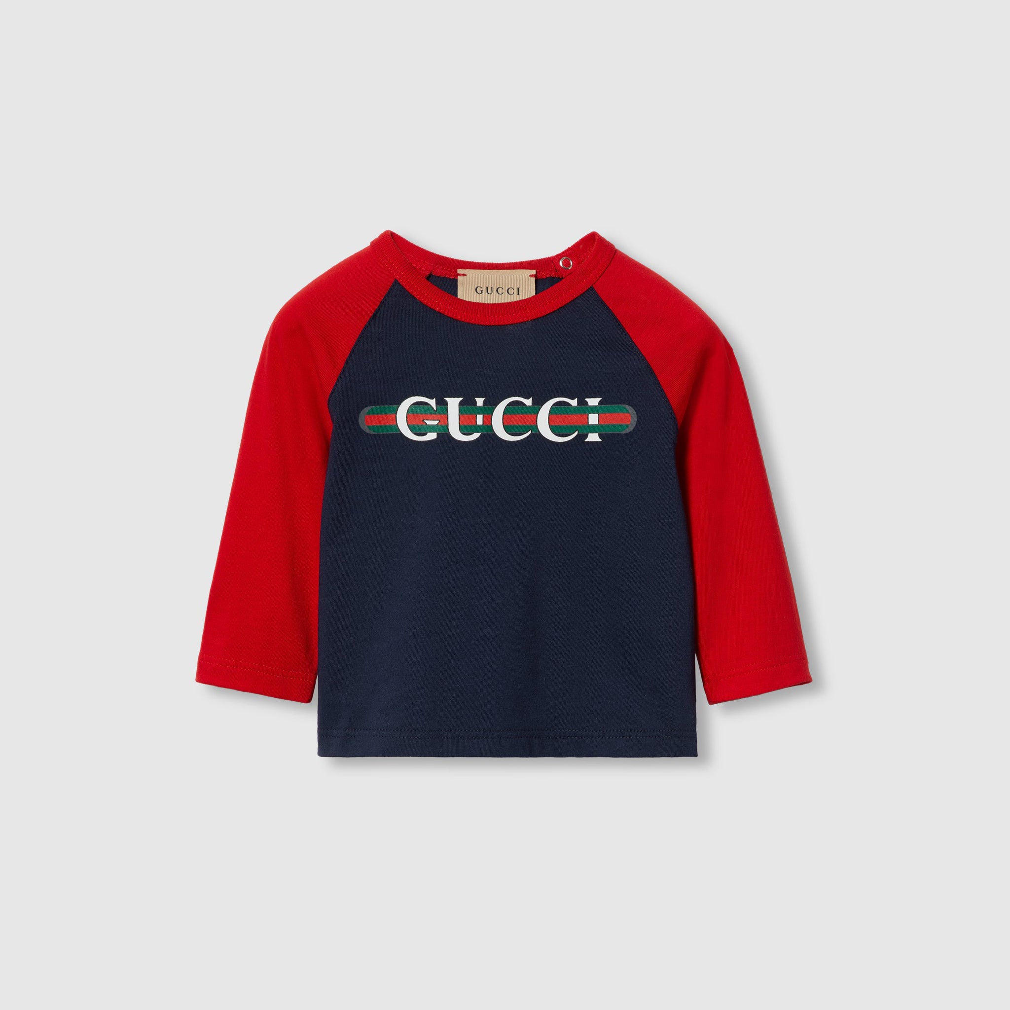 Gucci Baby Logo Cotton Long Sleeve T-Shirt (Dark Blue)