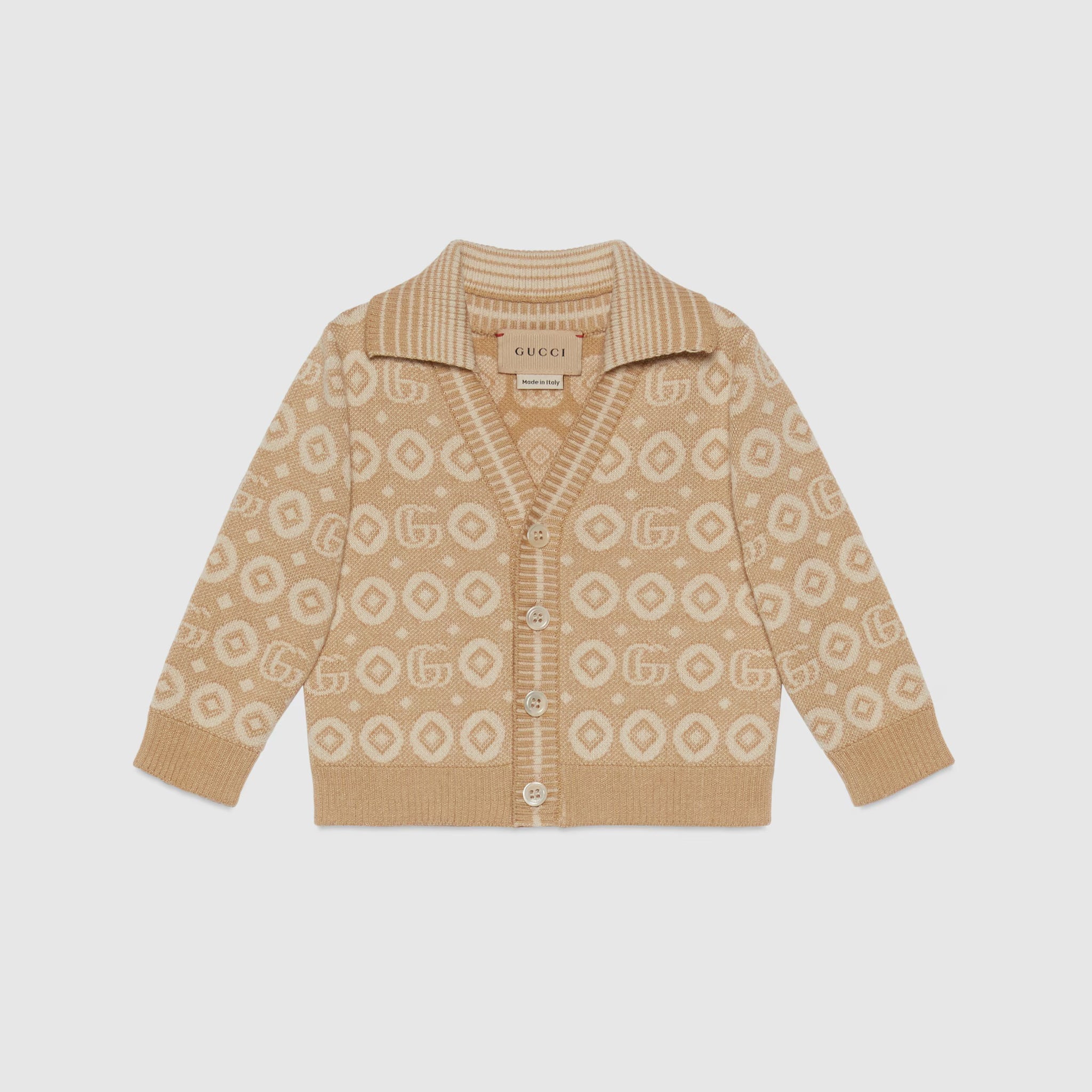 Gucci Baby Double G Cotton Cardigan (Beige)