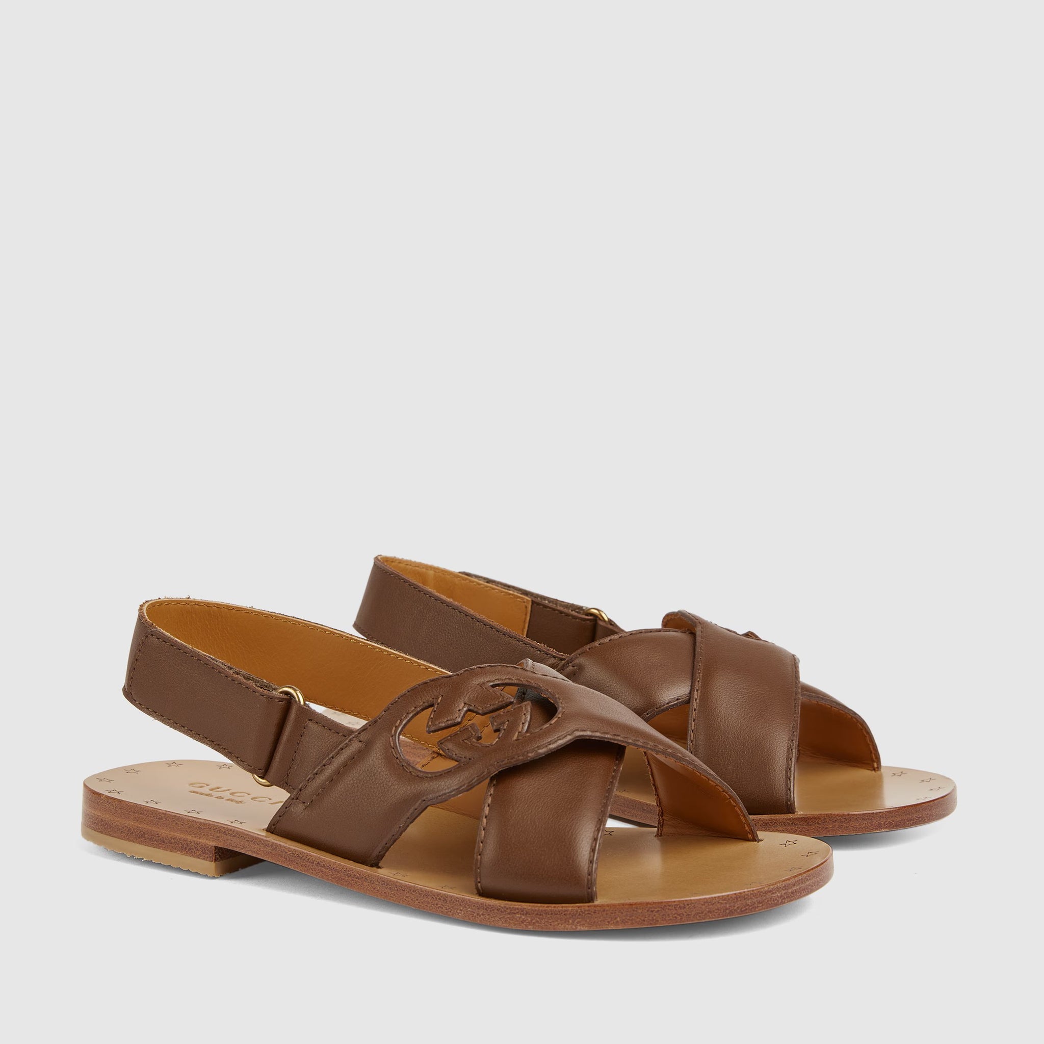 Gucci Kids Interlocking G Sandals (Brown)