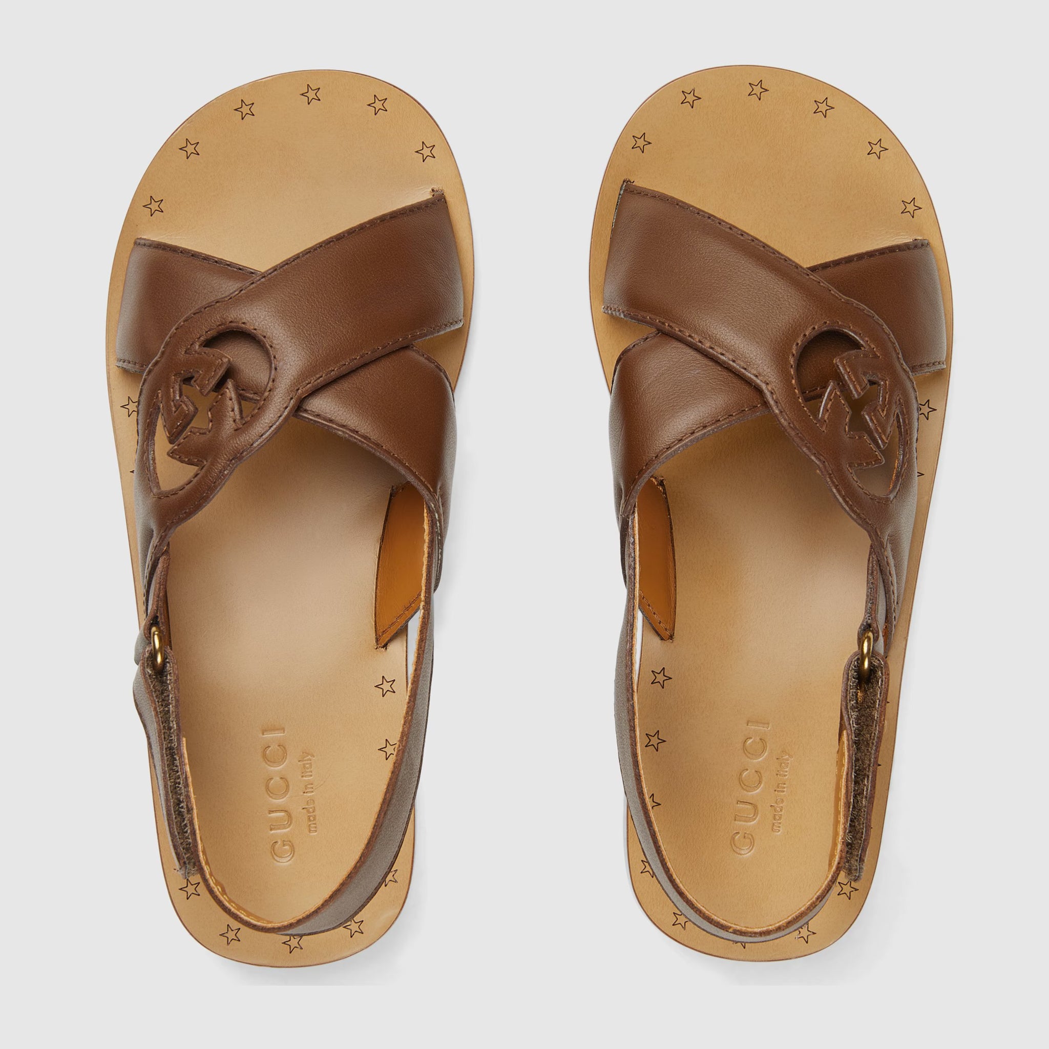 Gucci Kids Interlocking G Sandals (Brown)