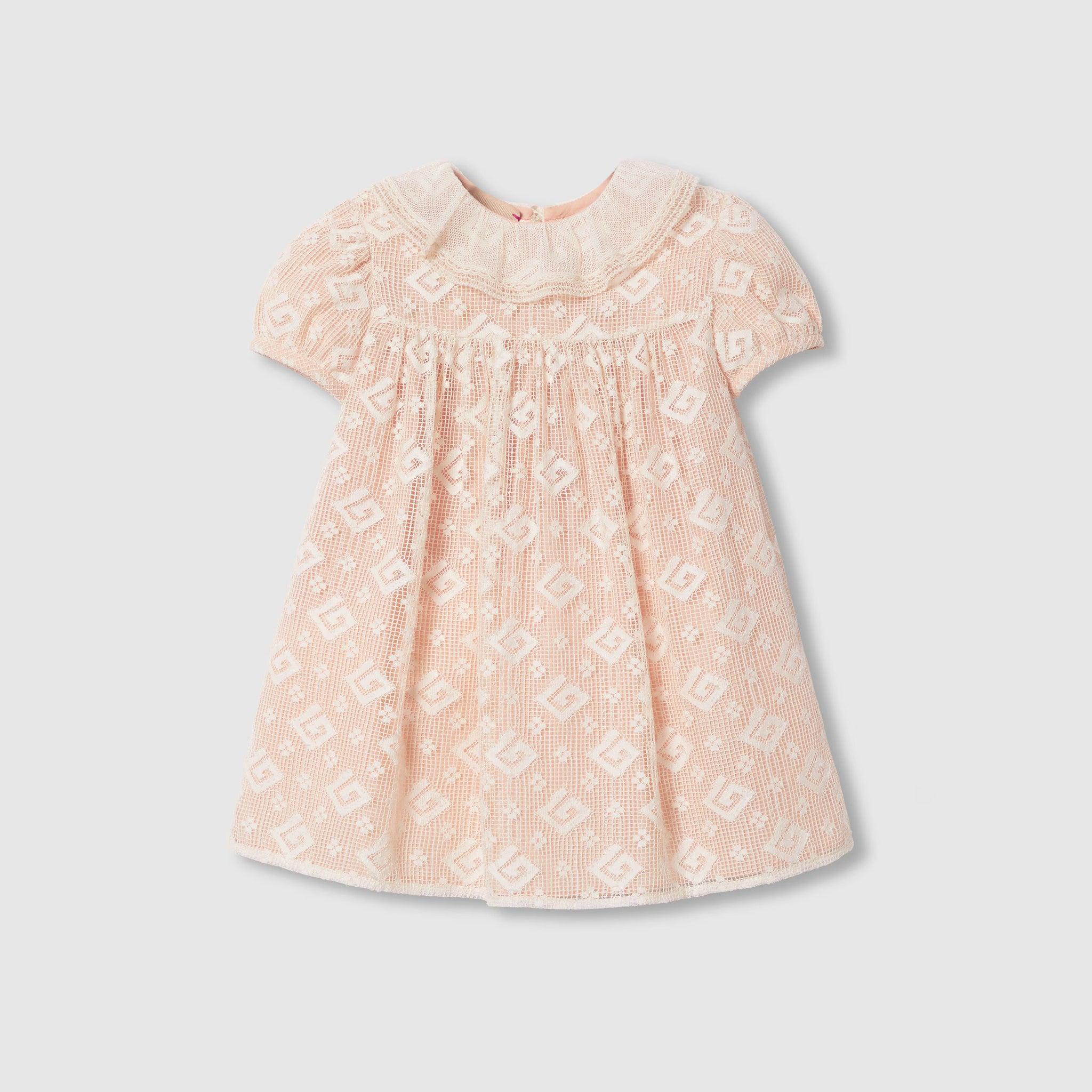 Gucci Baby Square G Lace Dress (Peach)