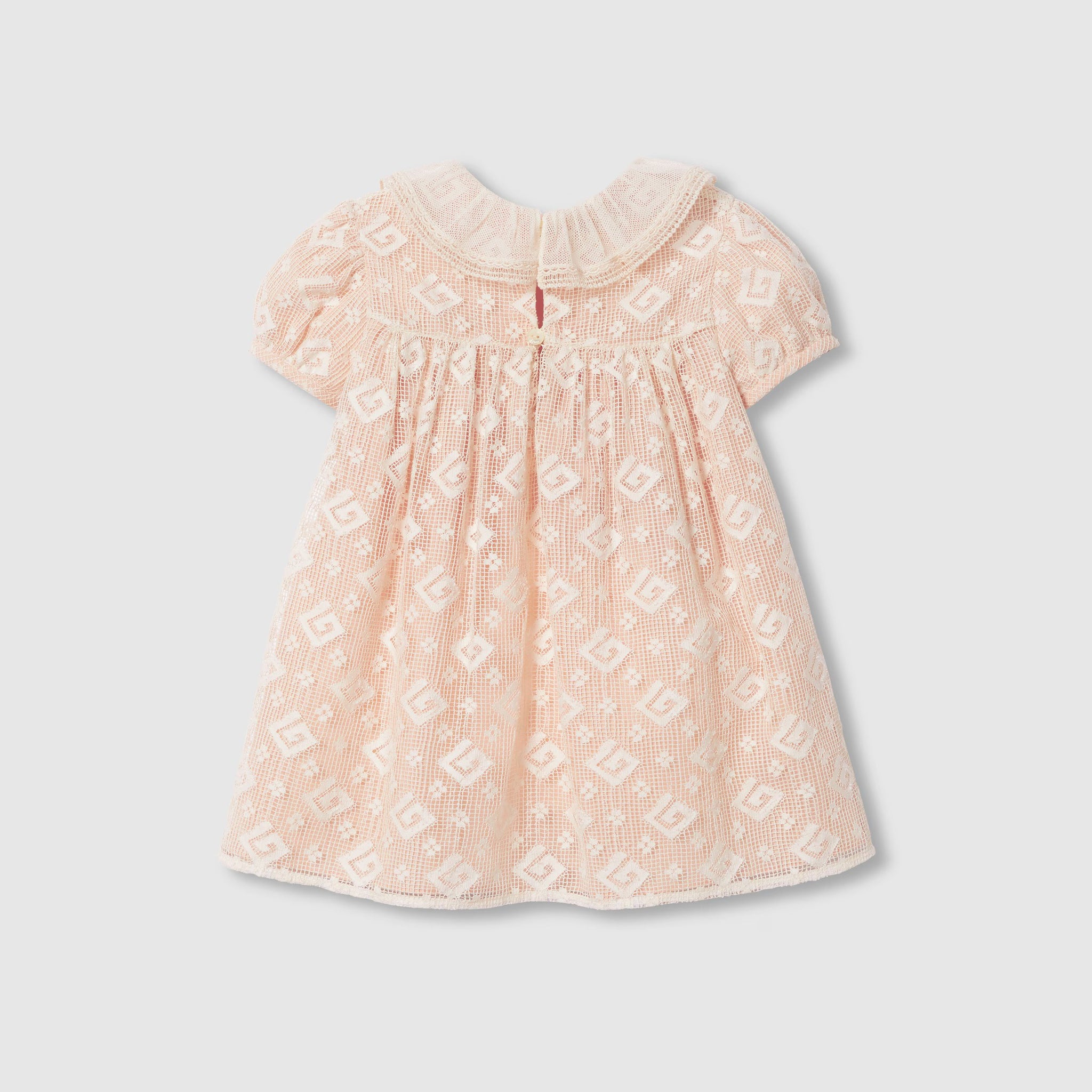 Gucci Baby Square G Lace Dress (Peach)