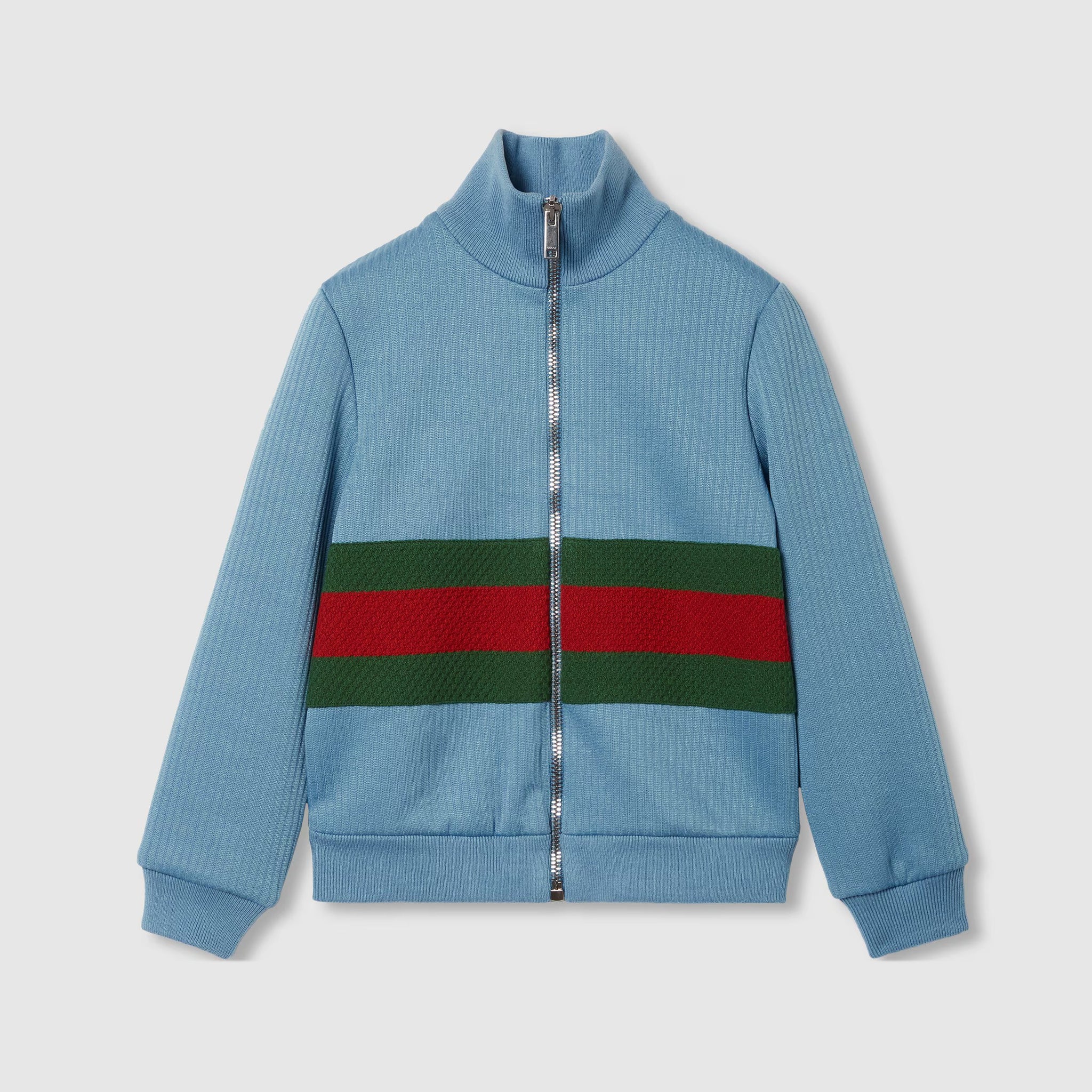 Gucci Kids Jersey Hooded Zip-Up Jacket (Blue)