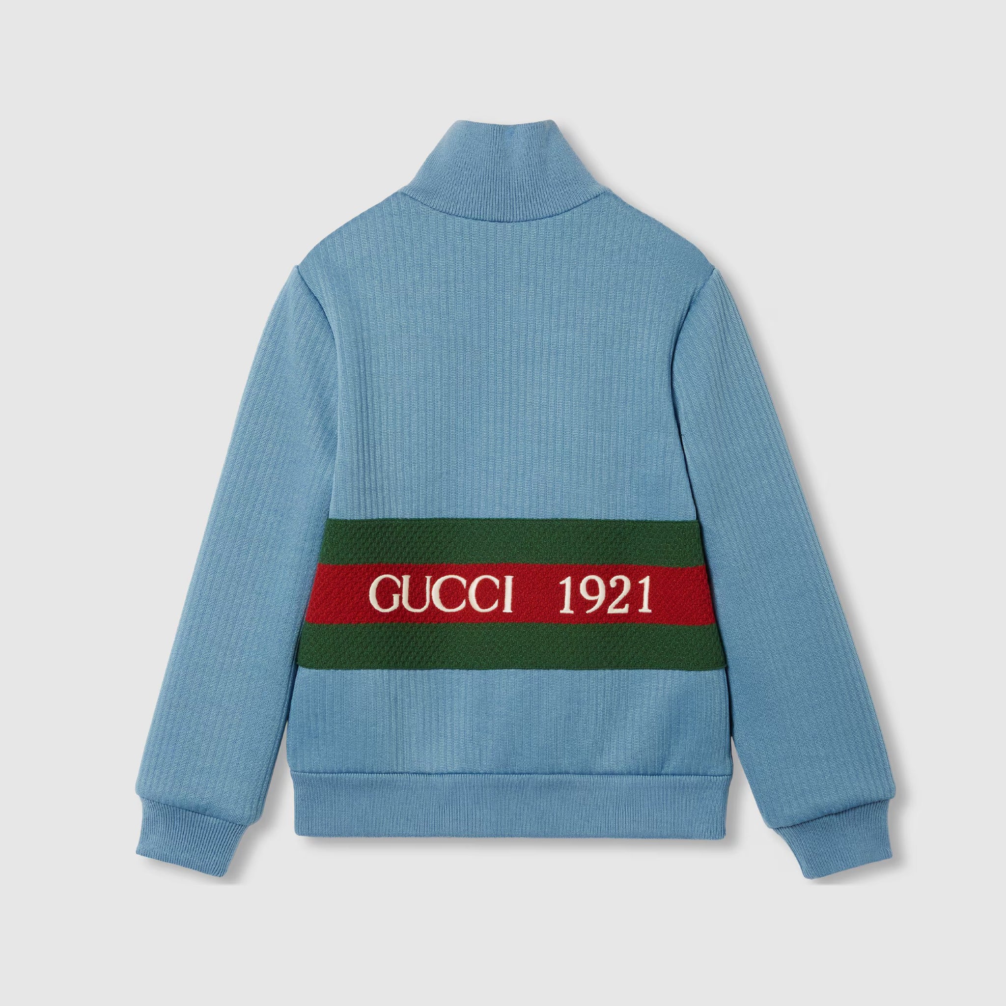 Gucci Kids Jersey Hooded Zip-Up Jacket (Blue)