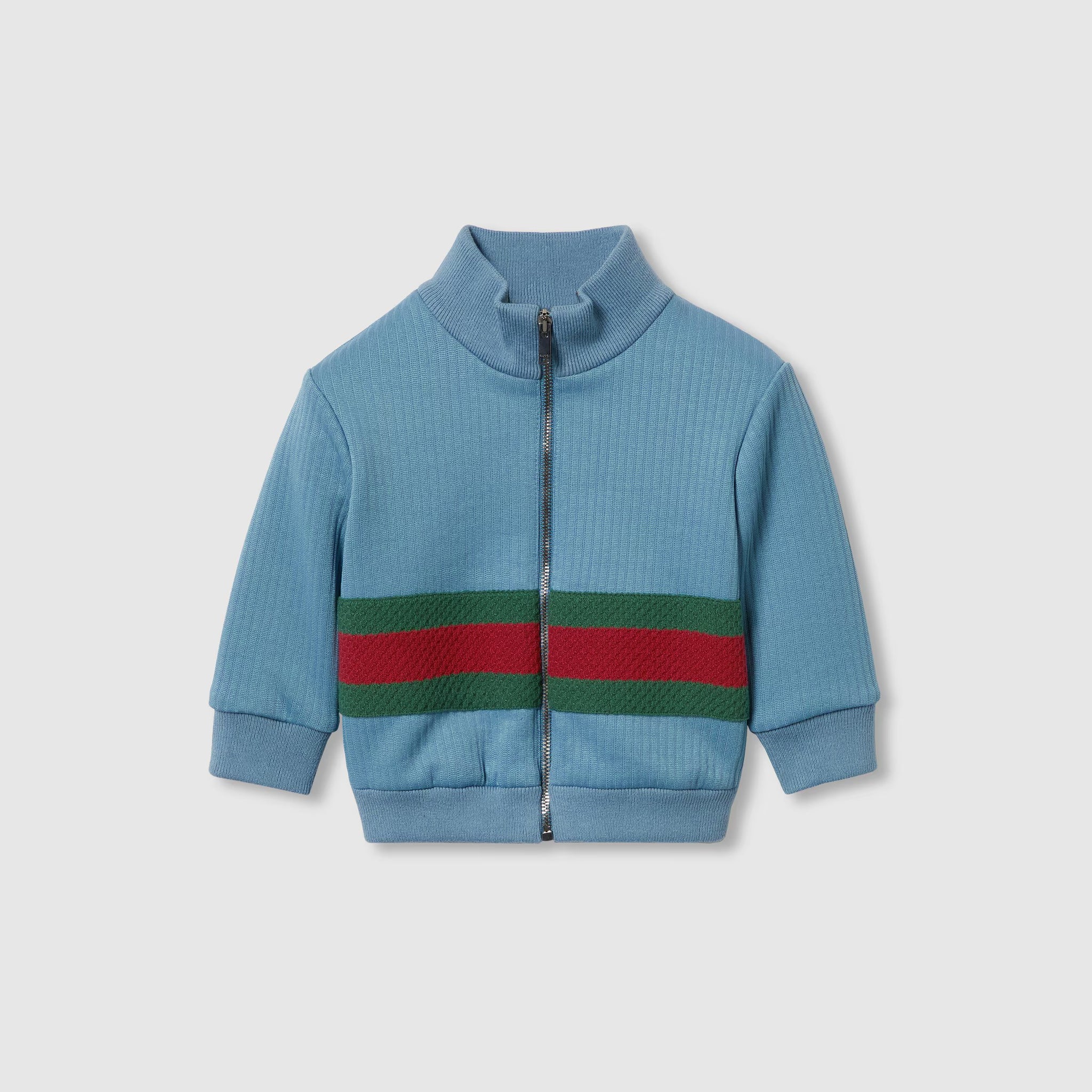 Gucci Baby Web Stripe Jersey Jacket (Blue)