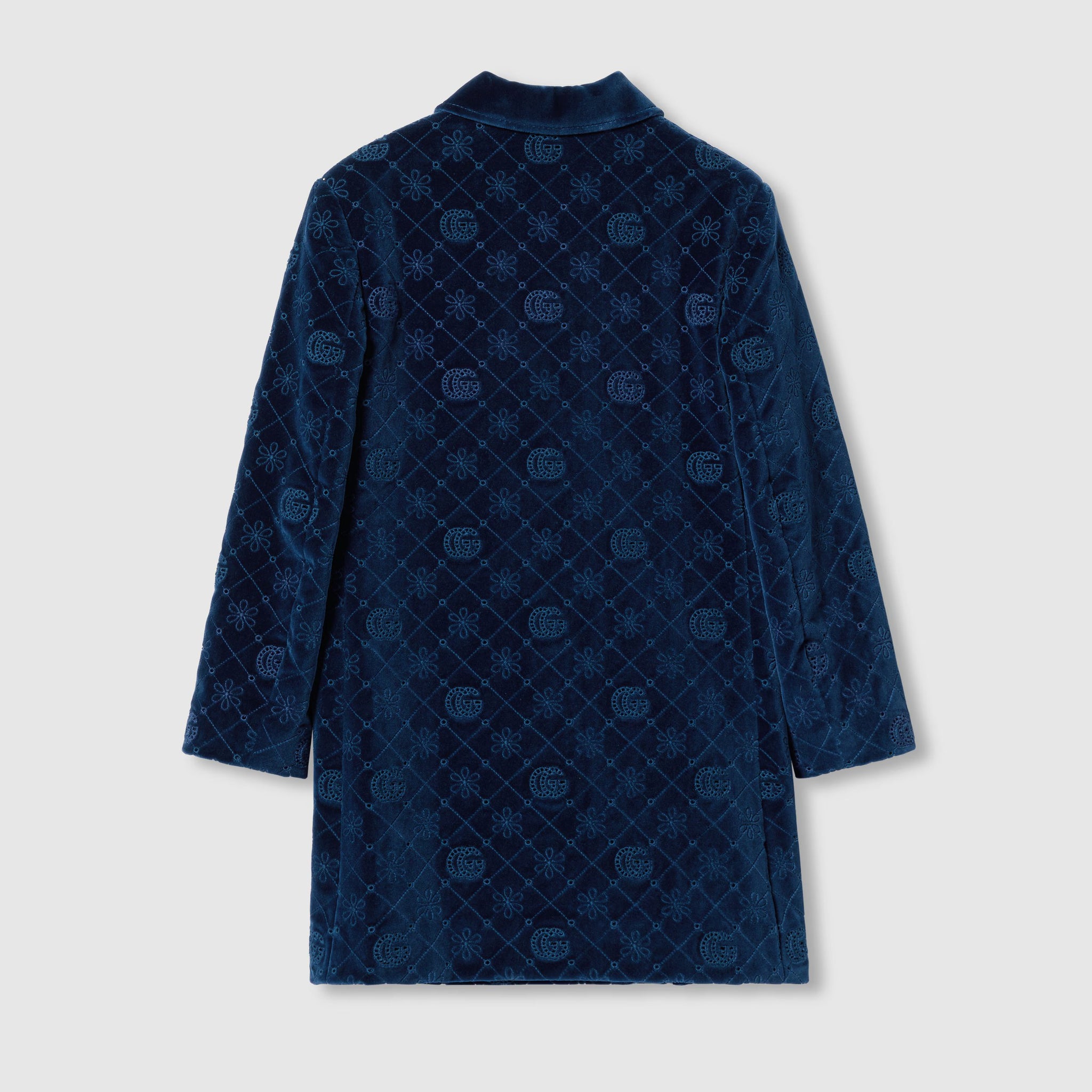 Gucci Kids Cotton Velvet GG Coat (Dark Blue)