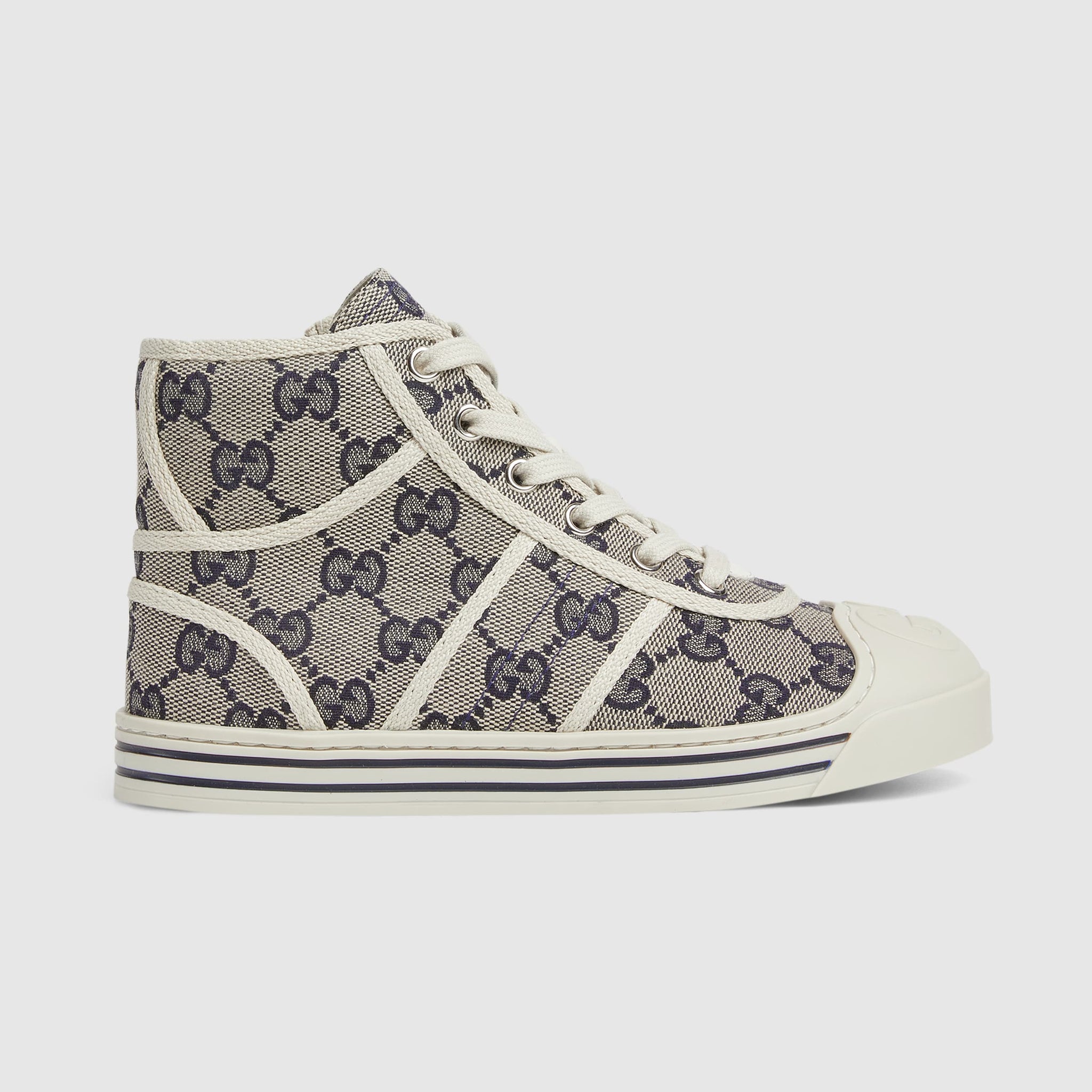 Gucci Kids GG Supreme High-Top Sneakers (Beige)