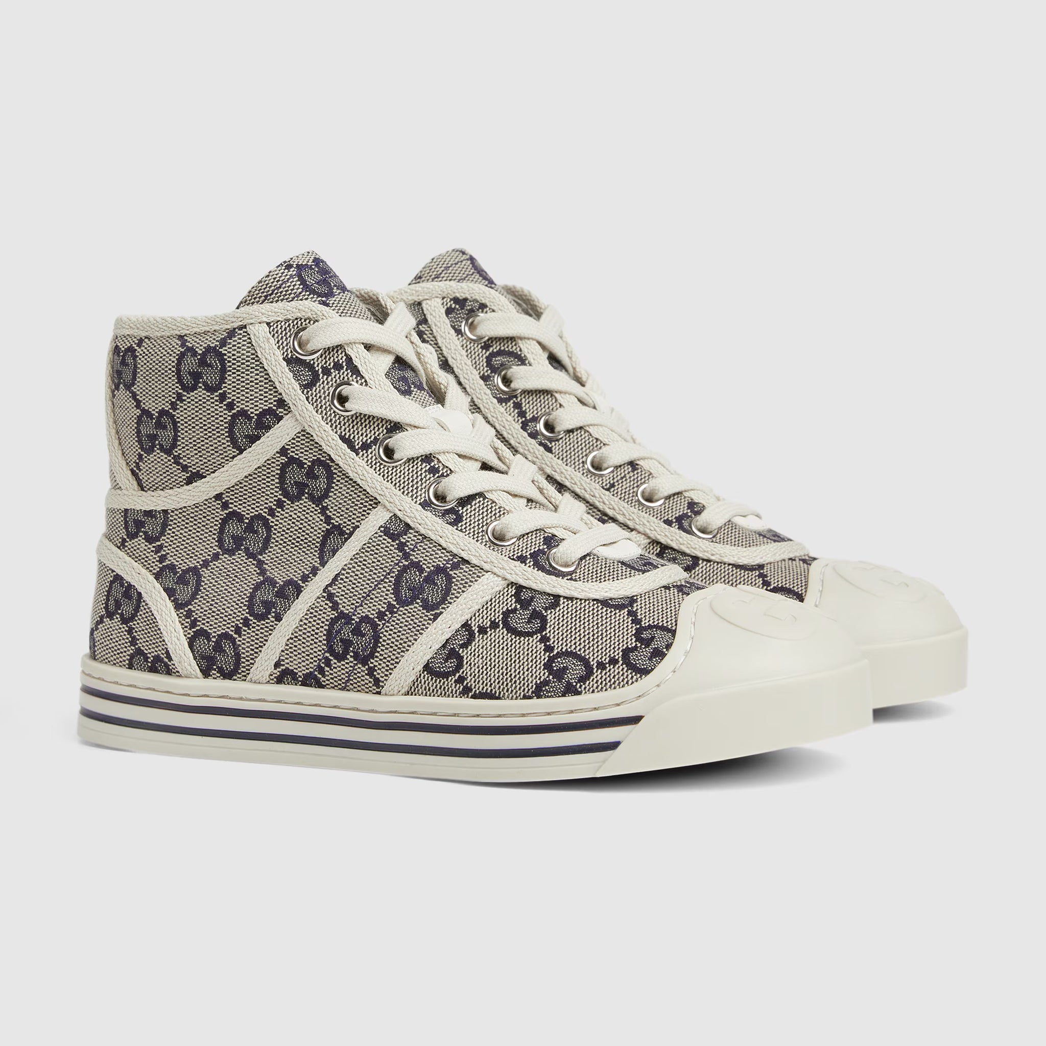 Gucci Kids GG Supreme High-Top Sneakers (Beige)