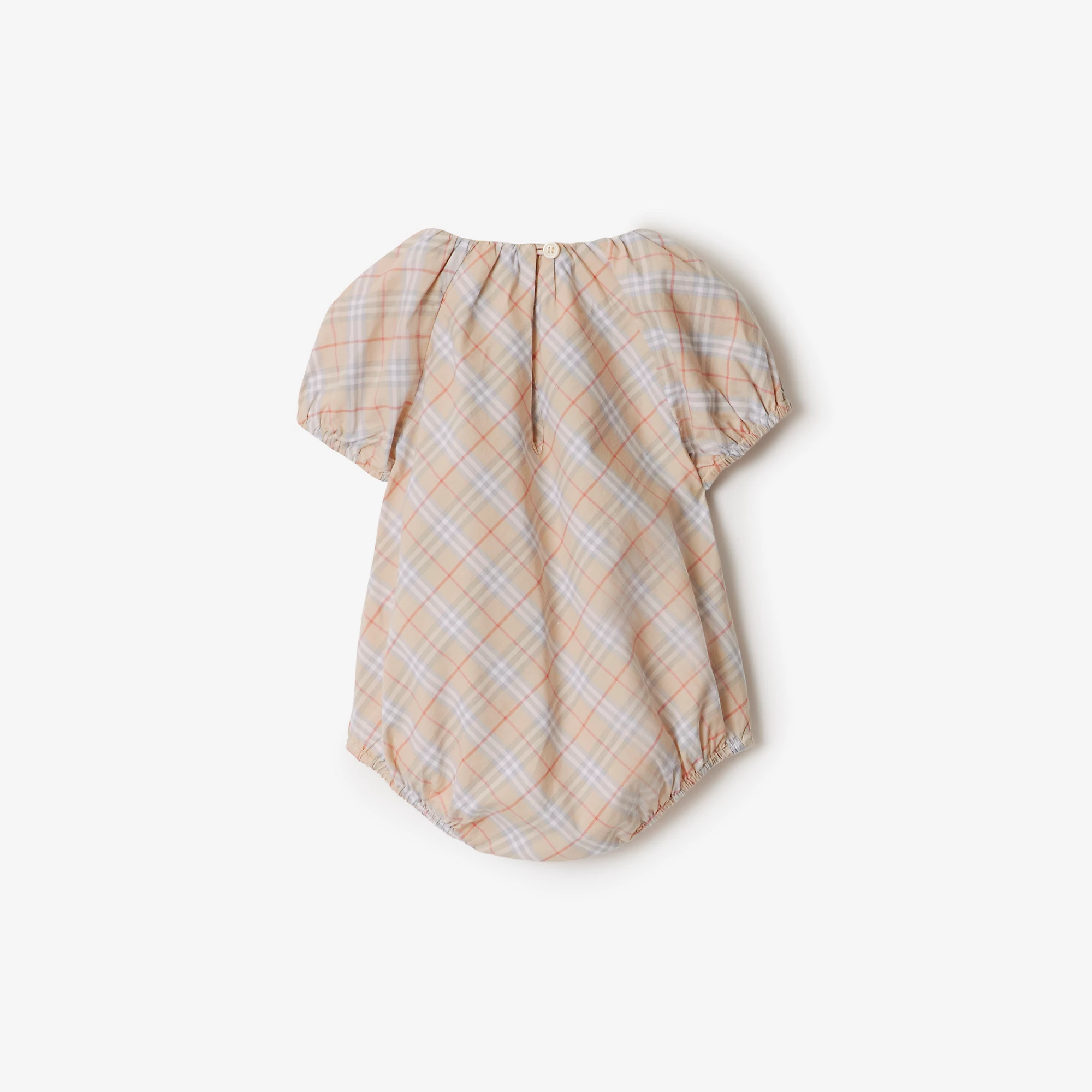 Burberry Baby Cotton Check Bodysuit Romper (Palestone)