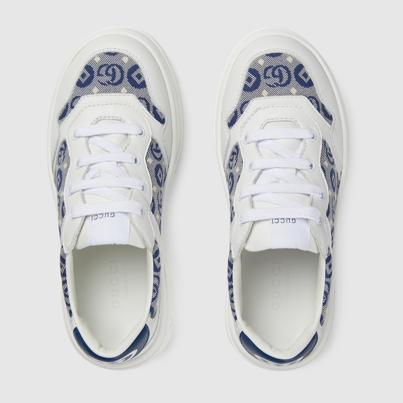 Gucci GG Motif Jacquard Sneakers (White/Blue)