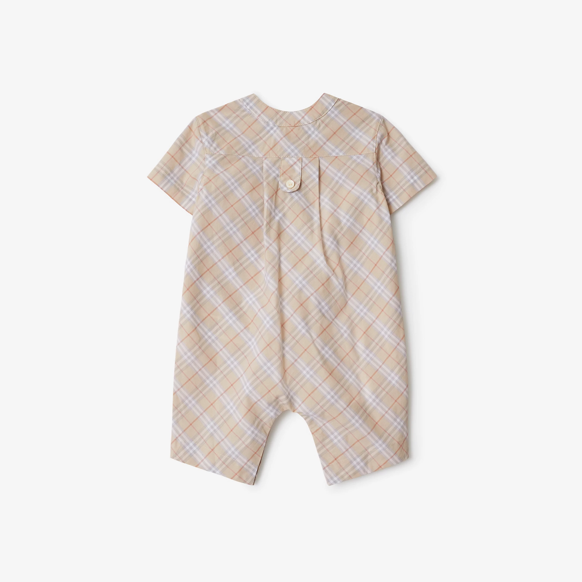 Burberry Baby Cotton Check Bodysuit Romper (Palestone)