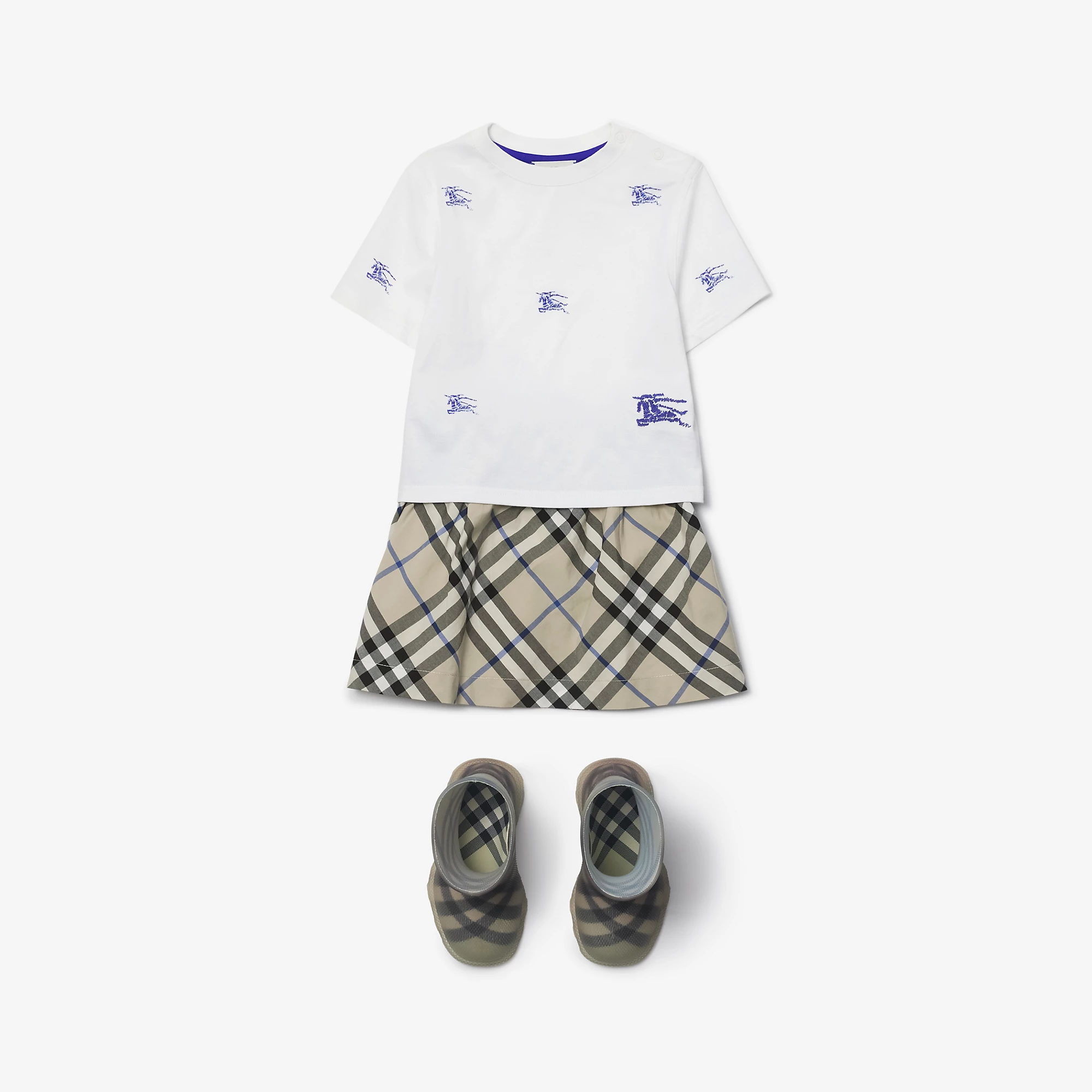 Burberry Baby EKD Cotton Short Sleeve T-Shirt (White)