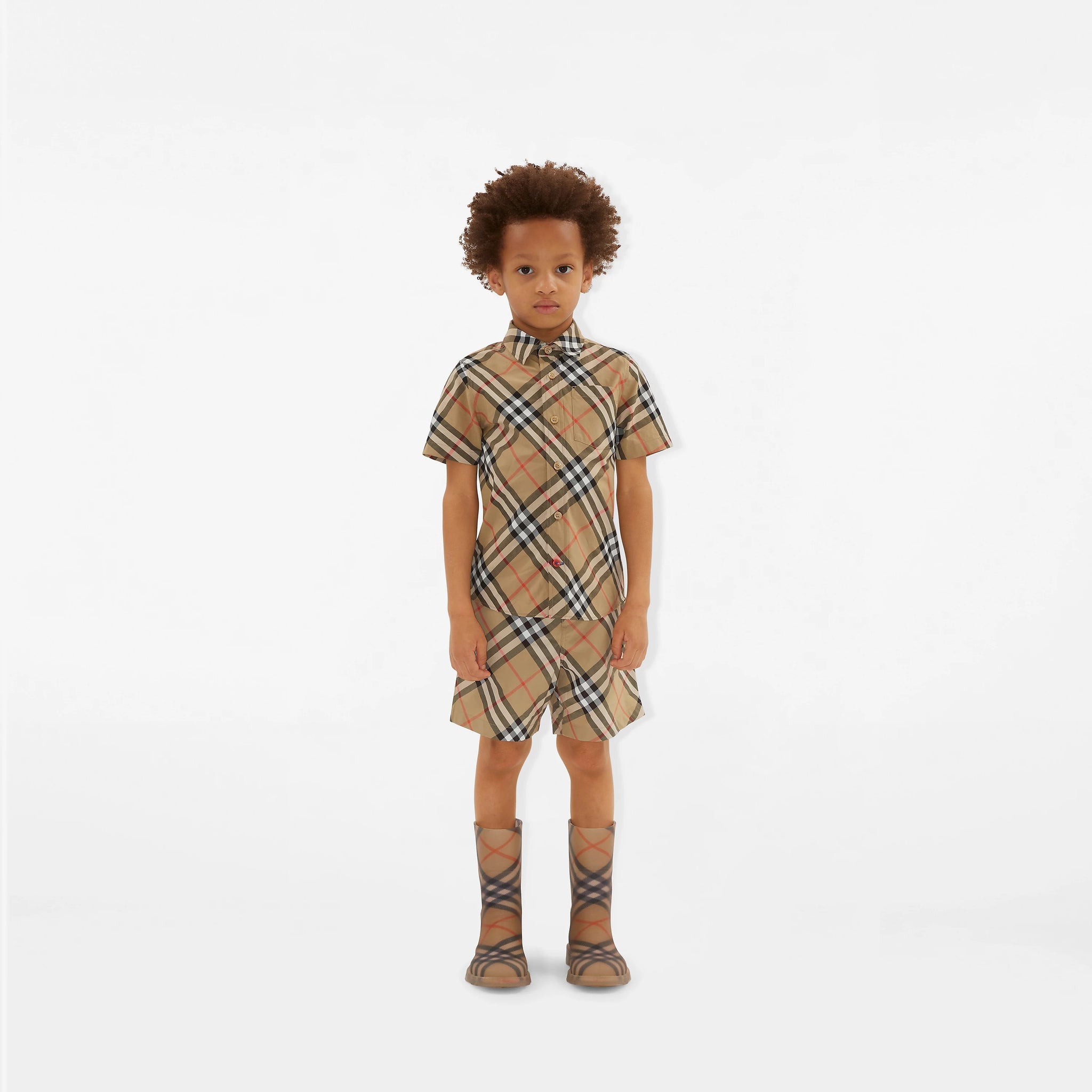 Burberry Kids Check Cotton Shirt (Sand)