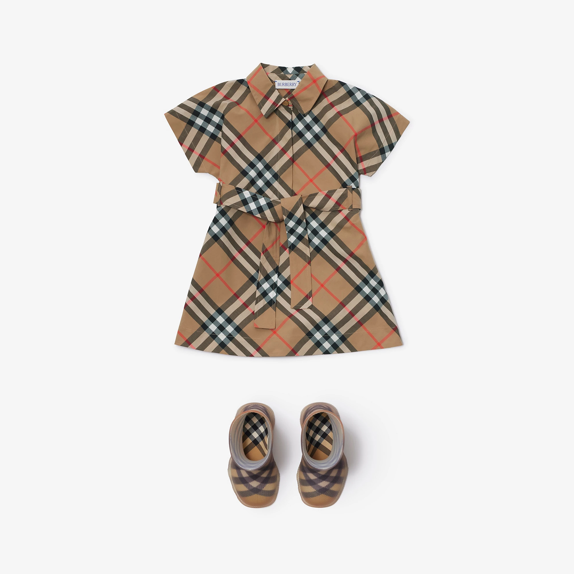 Burberry Baby Check Cotton Dress (Sand)