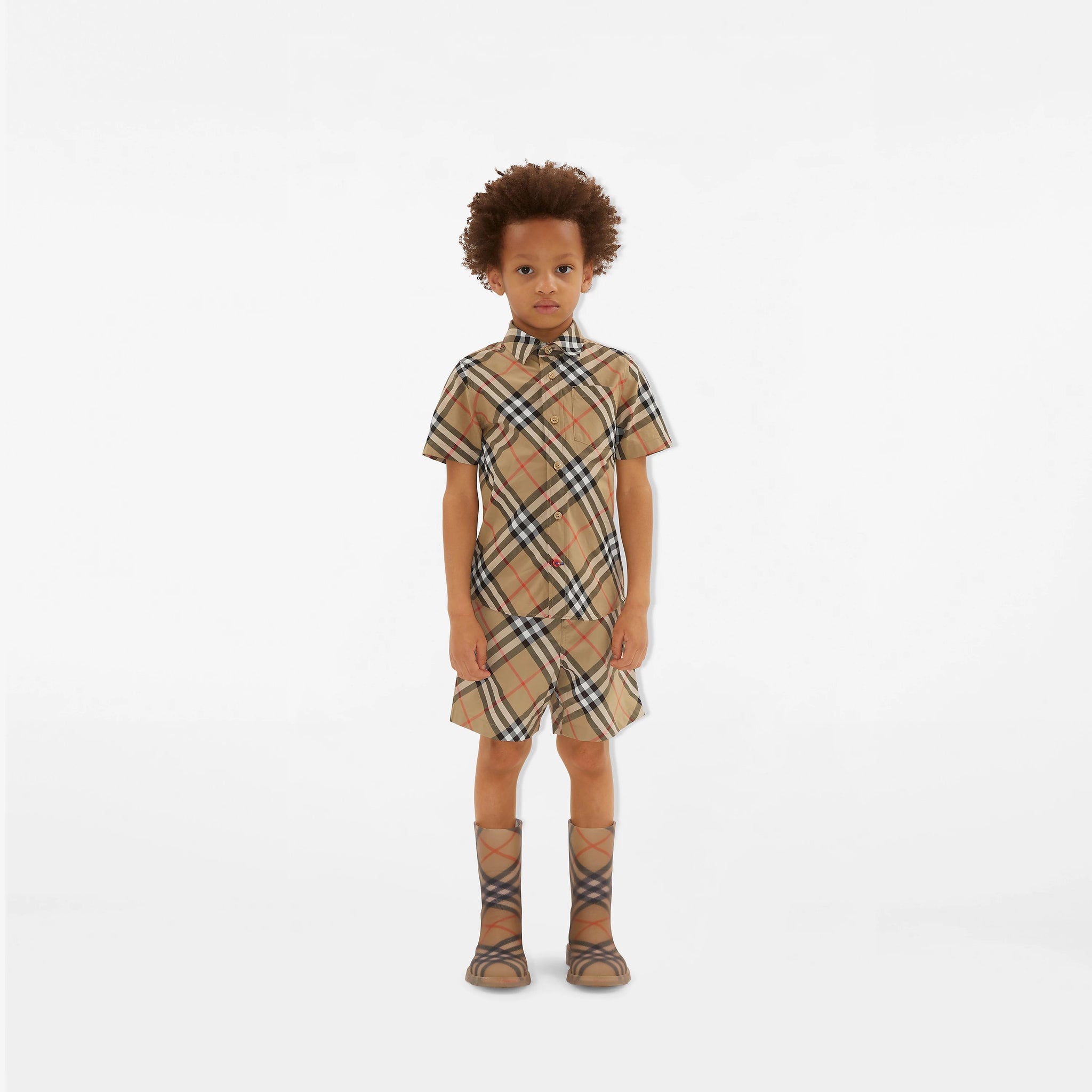 Burberry Kids Check Cotton Pants (Sand)