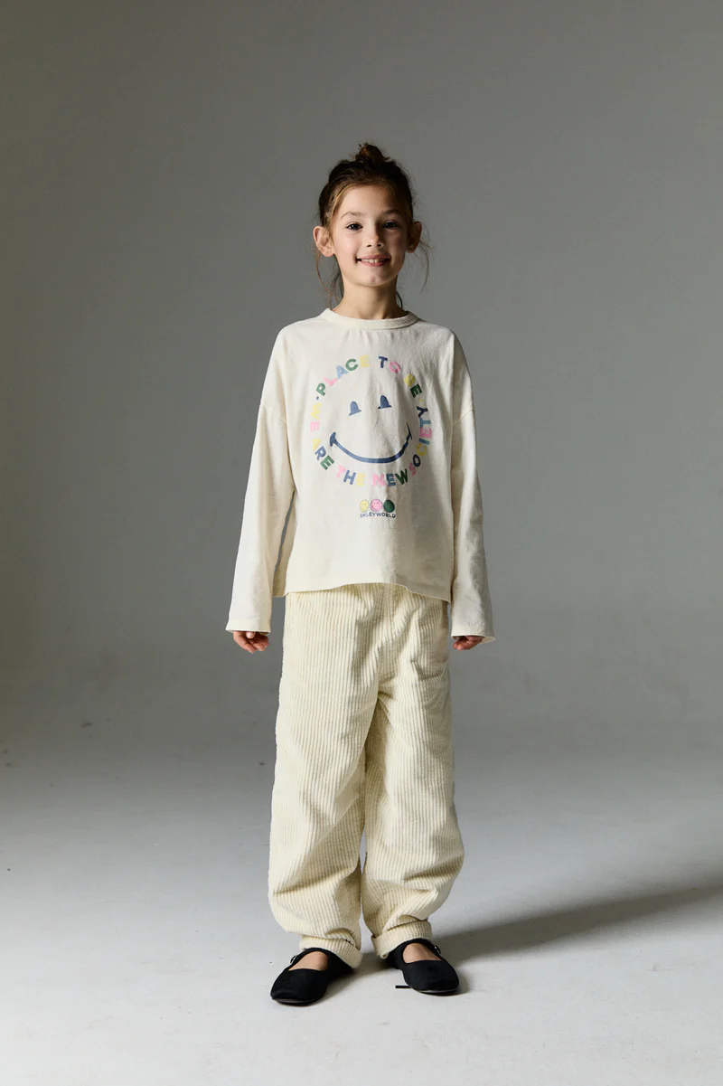 24AW The New Society Happy Place Long Sleeve T-Shirt (Vanilla Cream)