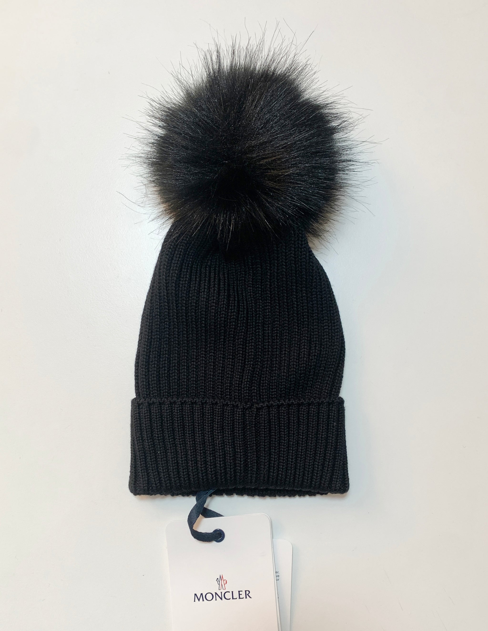 [Outlet] Moncler Kids Black Pom Pom Beanie (Black)