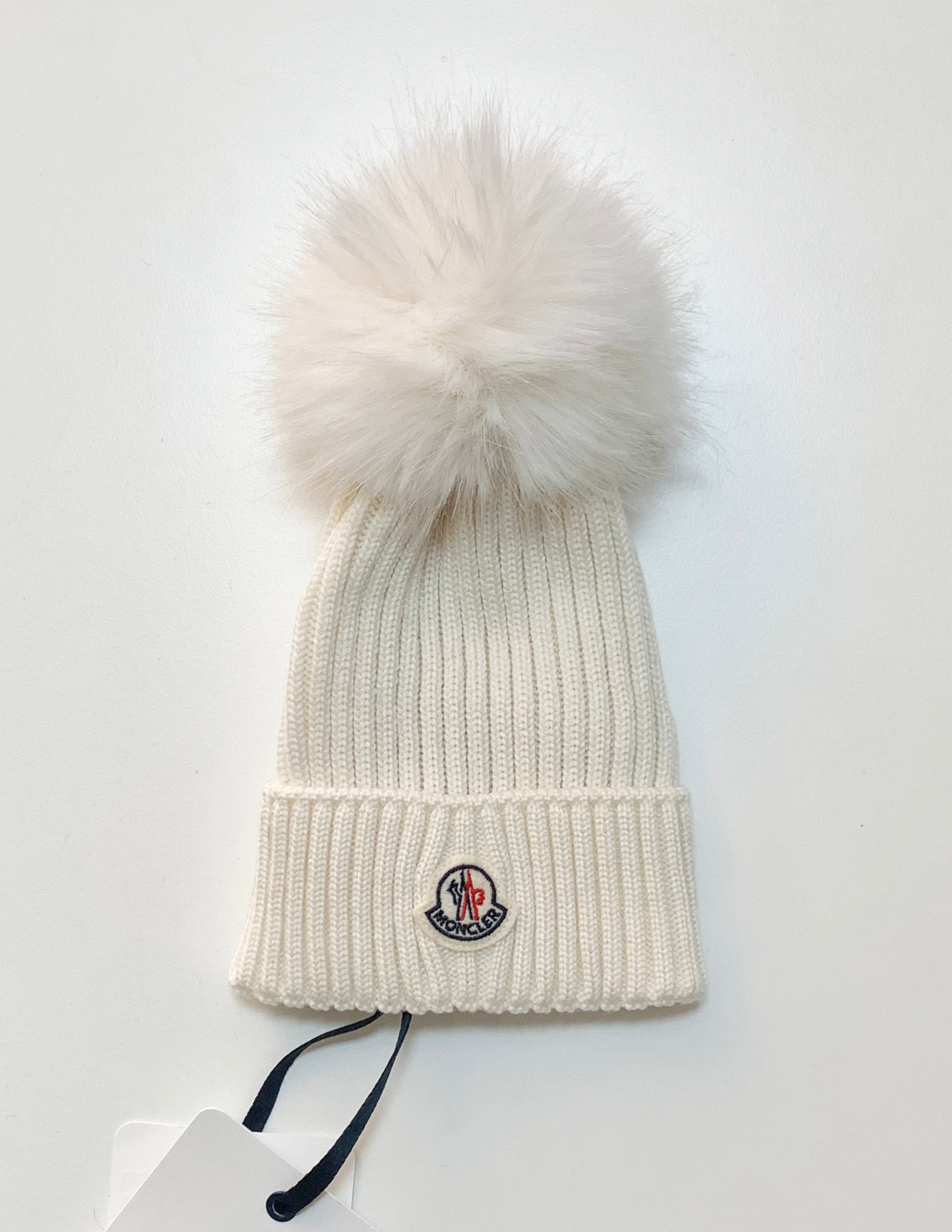 [Outlet] Moncler Kids White Pom Pom Beanie (White)