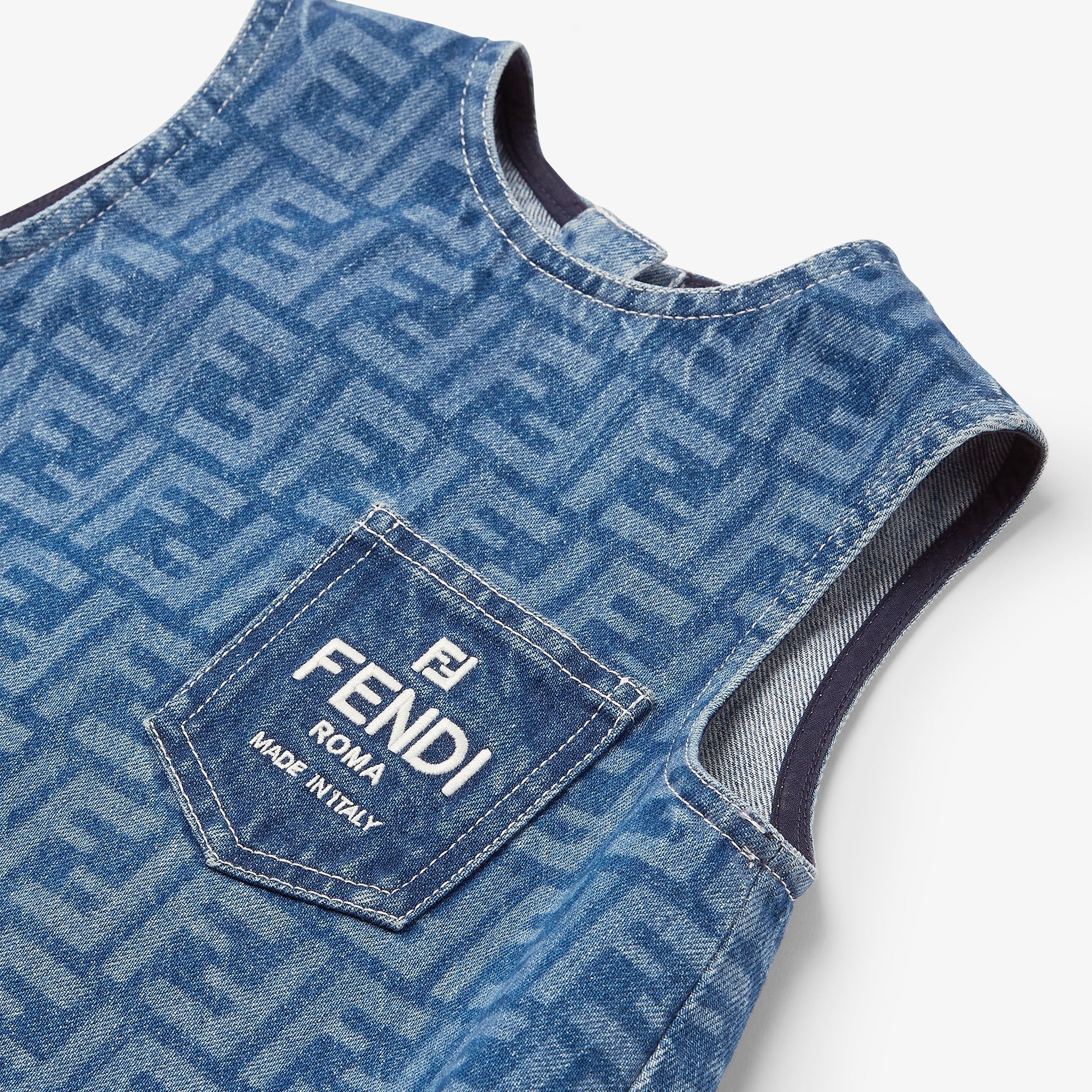 Fendi Kids FF Sleeveless Denim Dress (Blue)