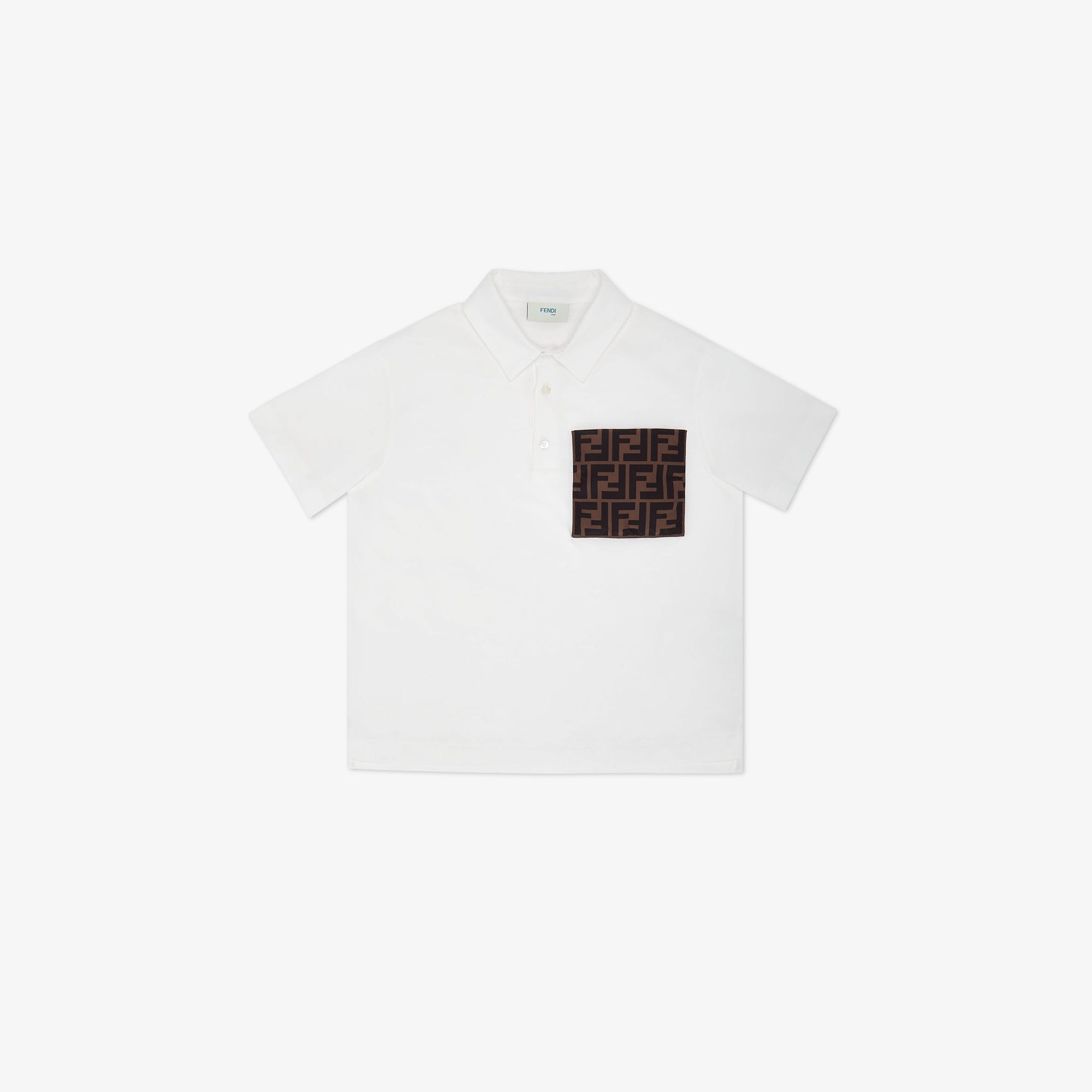 Fendi Kids FF Logo Jersey Polo Shirt (White)