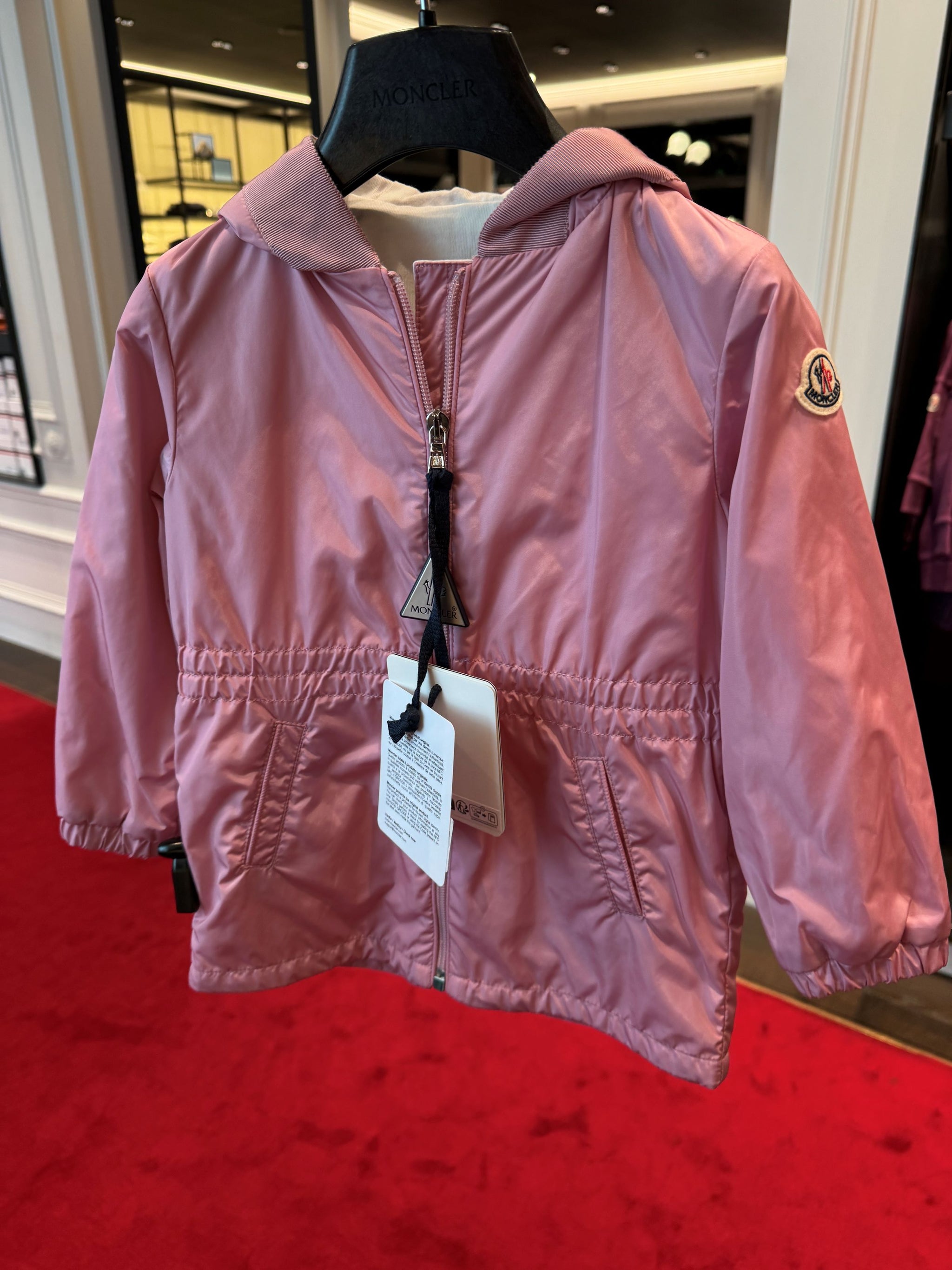 [Outlet] Moncler Kids MESSEIN Hooded Rain Jacket (Pink)