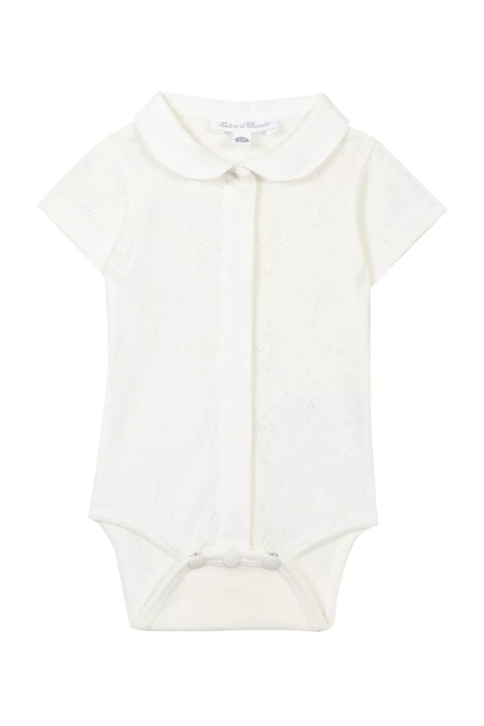 TATINE CHOCOLATE ORGANIC COTTON HALF SLEEVE BODYSUIT (WHITE)