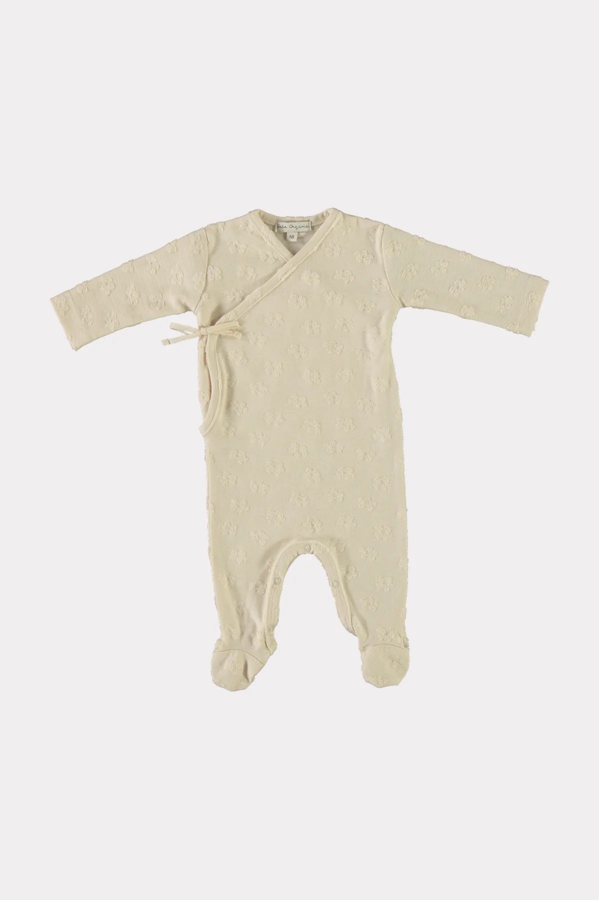 24AW Bebe Organic Flower Wrap Overalls Spacesuit Romper (Natural)