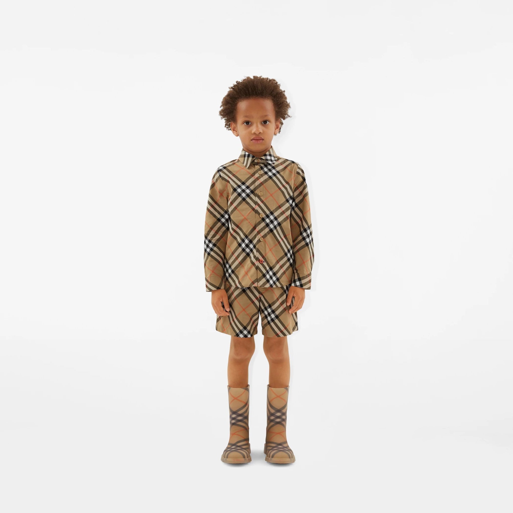 Burberry Baby &amp; Kids Check Rain Boots (Sand)