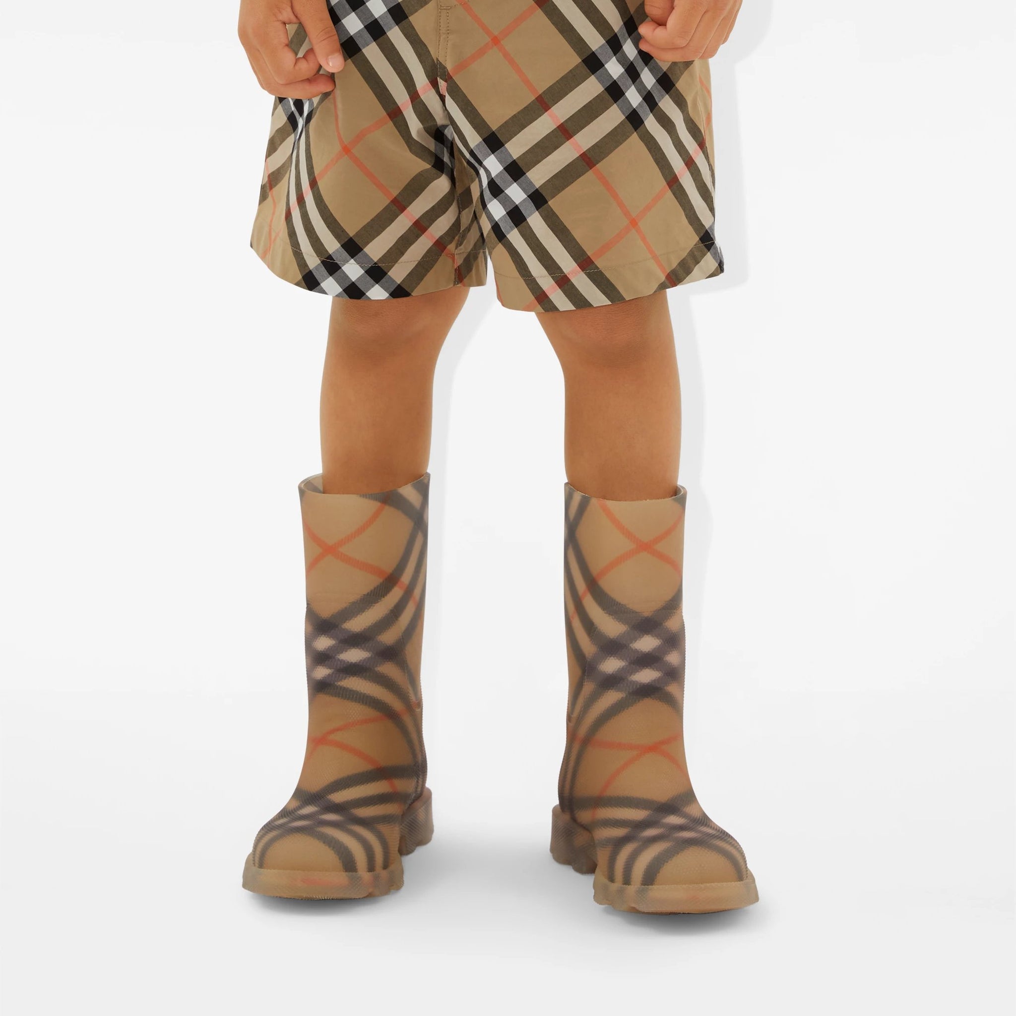 Burberry Baby &amp; Kids Check Rain Boots (Sand)