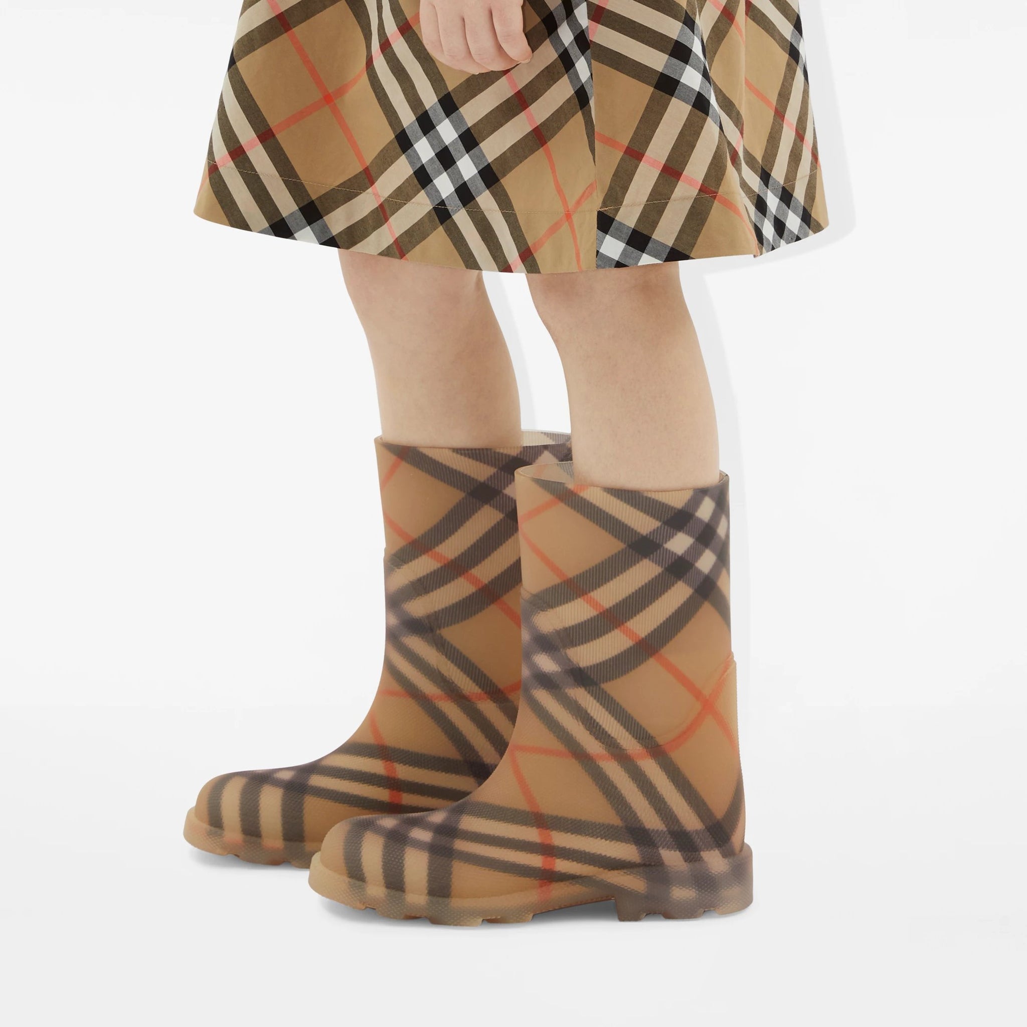 Burberry Baby &amp; Kids Check Rain Boots (Sand)