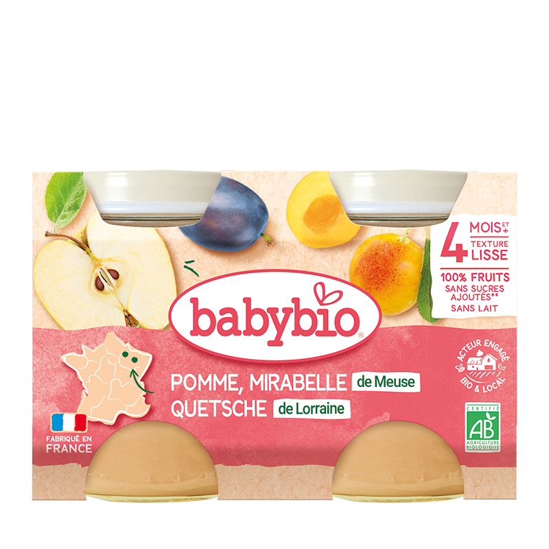 Babybio Organic Baby Food Apple Banana 130g X 2 Set (4 months and up)